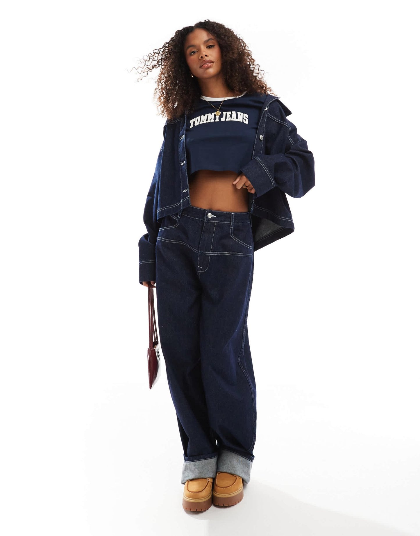 Tommy Jeans crop varsity raglan t-shirt in navy and white - ASOS Sample Sale EU Store