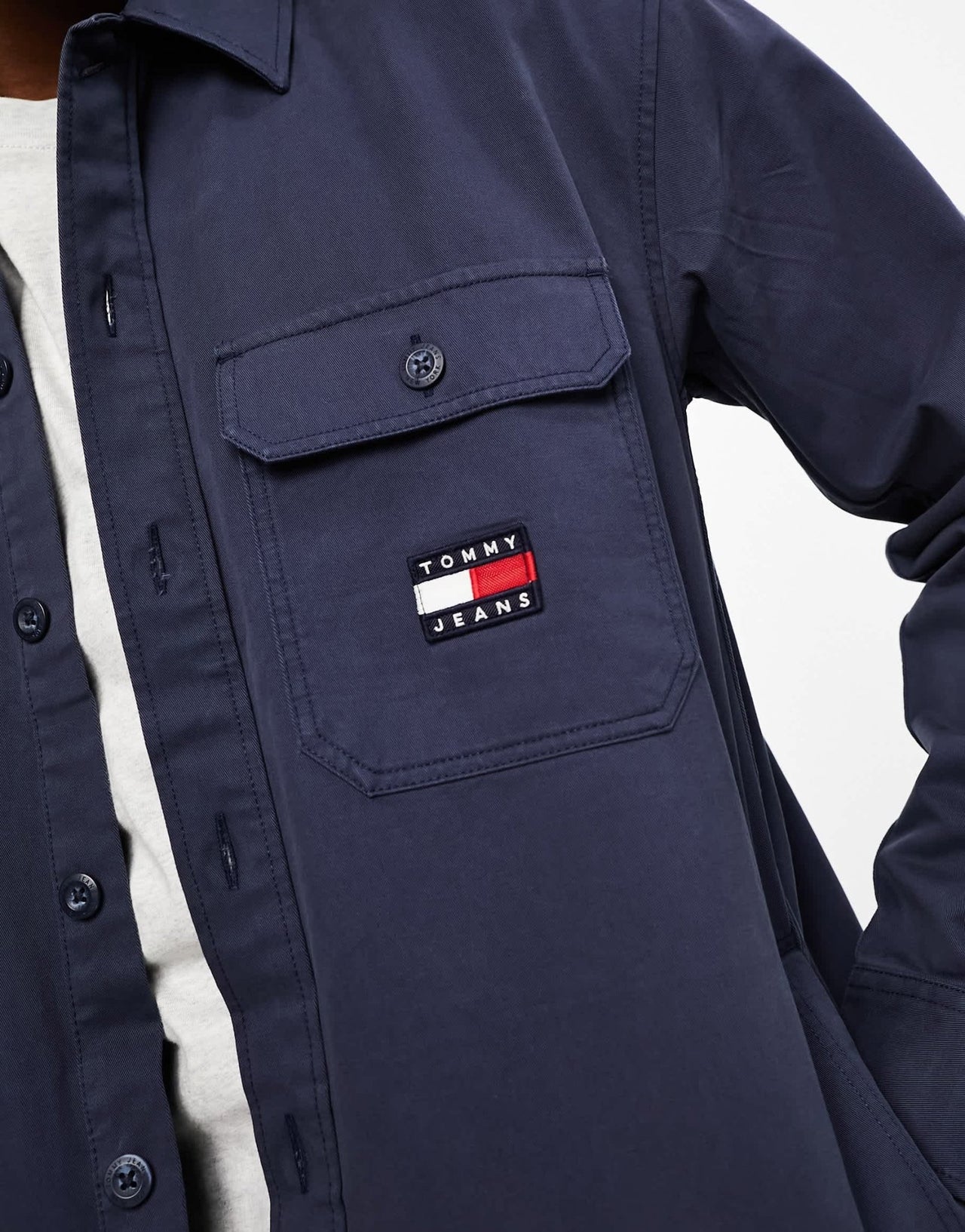 Tommy Jeans essential logo overshirt in navy - ASOS Sample Sale EU Store