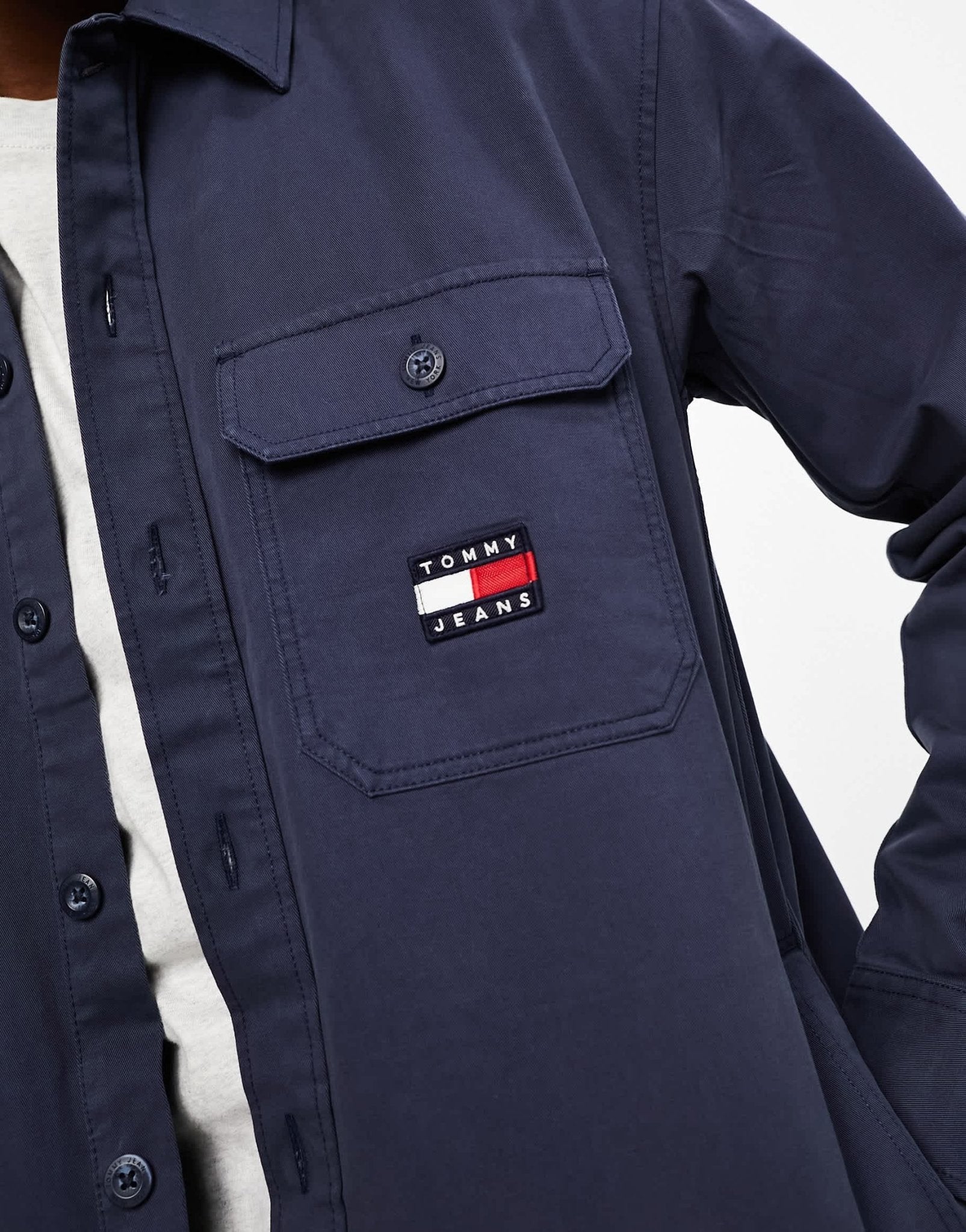 Tommy Jeans essential logo overshirt in navy - ASOS Sample Sale EU Store