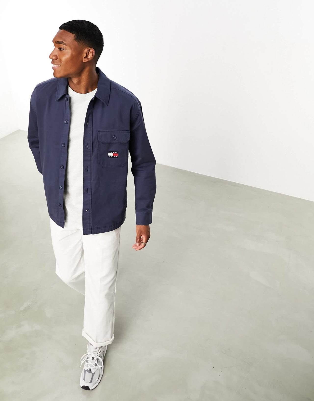 Tommy Jeans essential logo overshirt in navy - ASOS Sample Sale EU Store