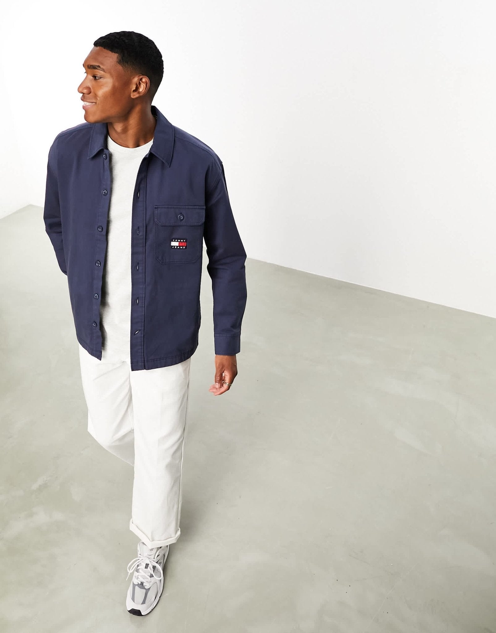 Tommy Jeans essential logo overshirt in navy - ASOS Sample Sale EU Store