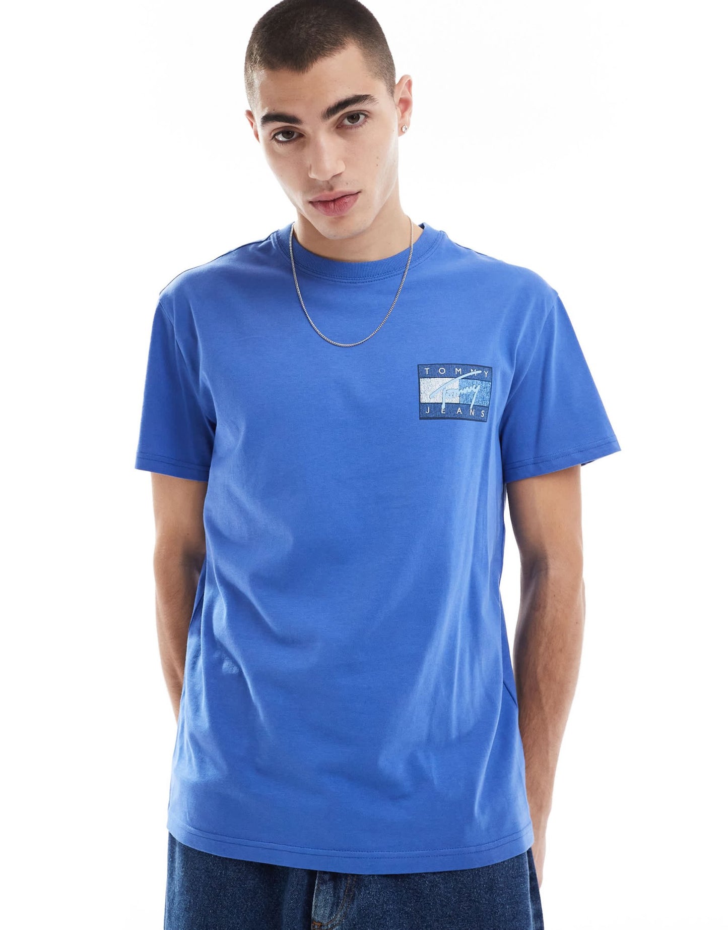 Tommy Jeans flag back print graphic t-shirt in blue - ASOS Sample Sale EU Store