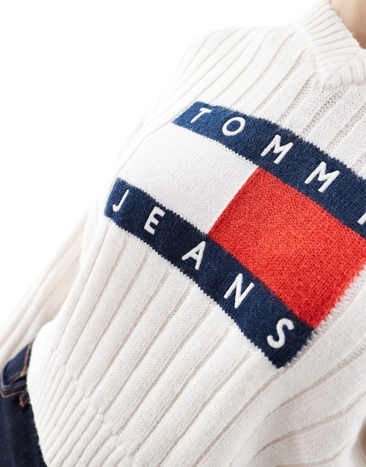 Tommy Jeans flag knit jumper in white - ASOS Sample Sale EU Store