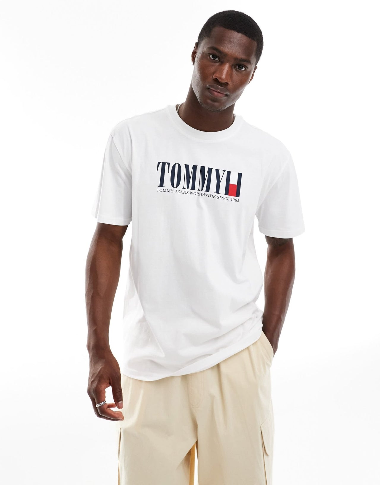 Tommy Jeans large logo t-shirt in white - ASOS Sample Sale EU Store