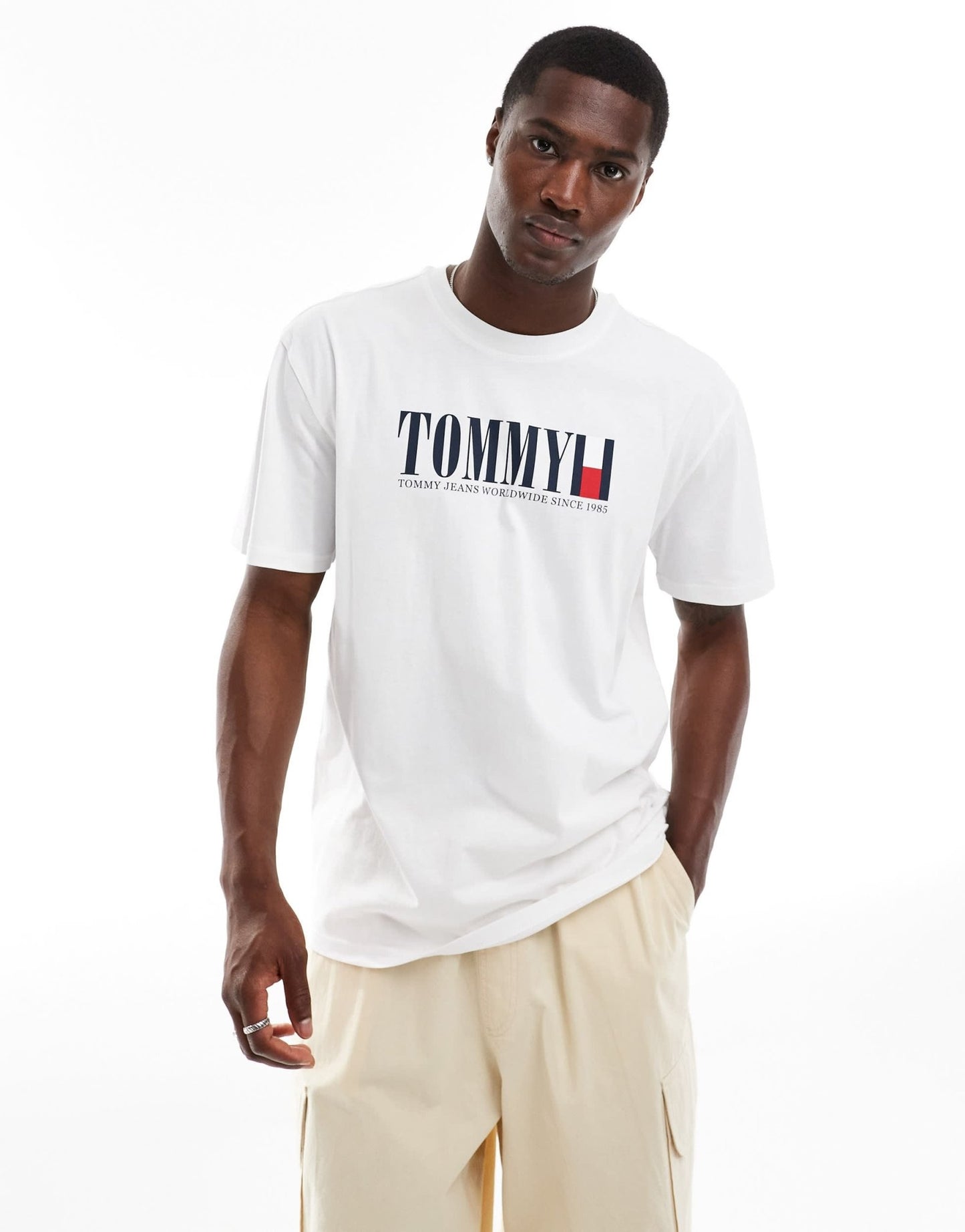 Tommy Jeans large logo t-shirt in white - ASOS Sample Sale EU Store