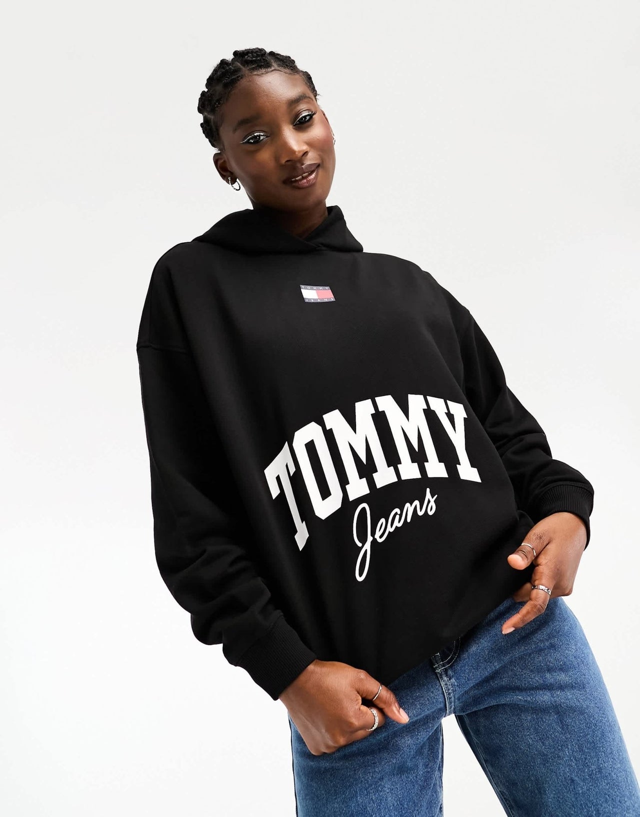 Tommy Jeans oversized new varsity hoodie in black - ASOS Sample Sale EU Store