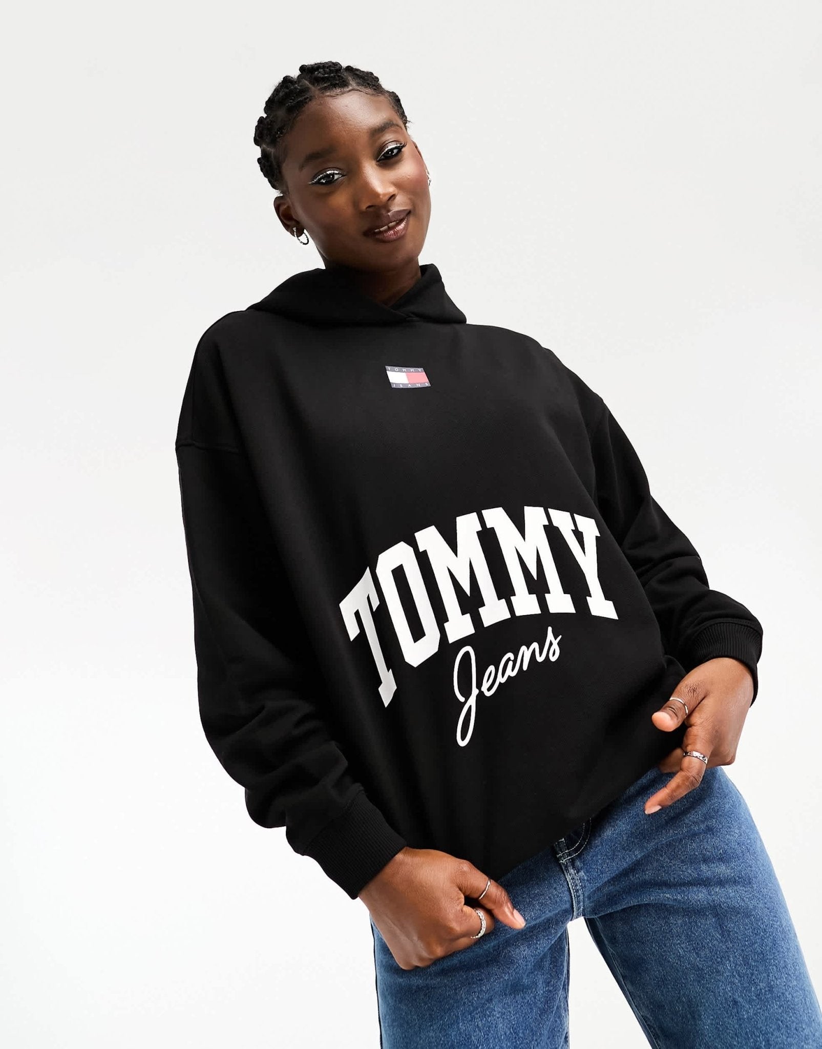 Tommy Jeans oversized new varsity hoodie in black - ASOS Sample Sale EU Store