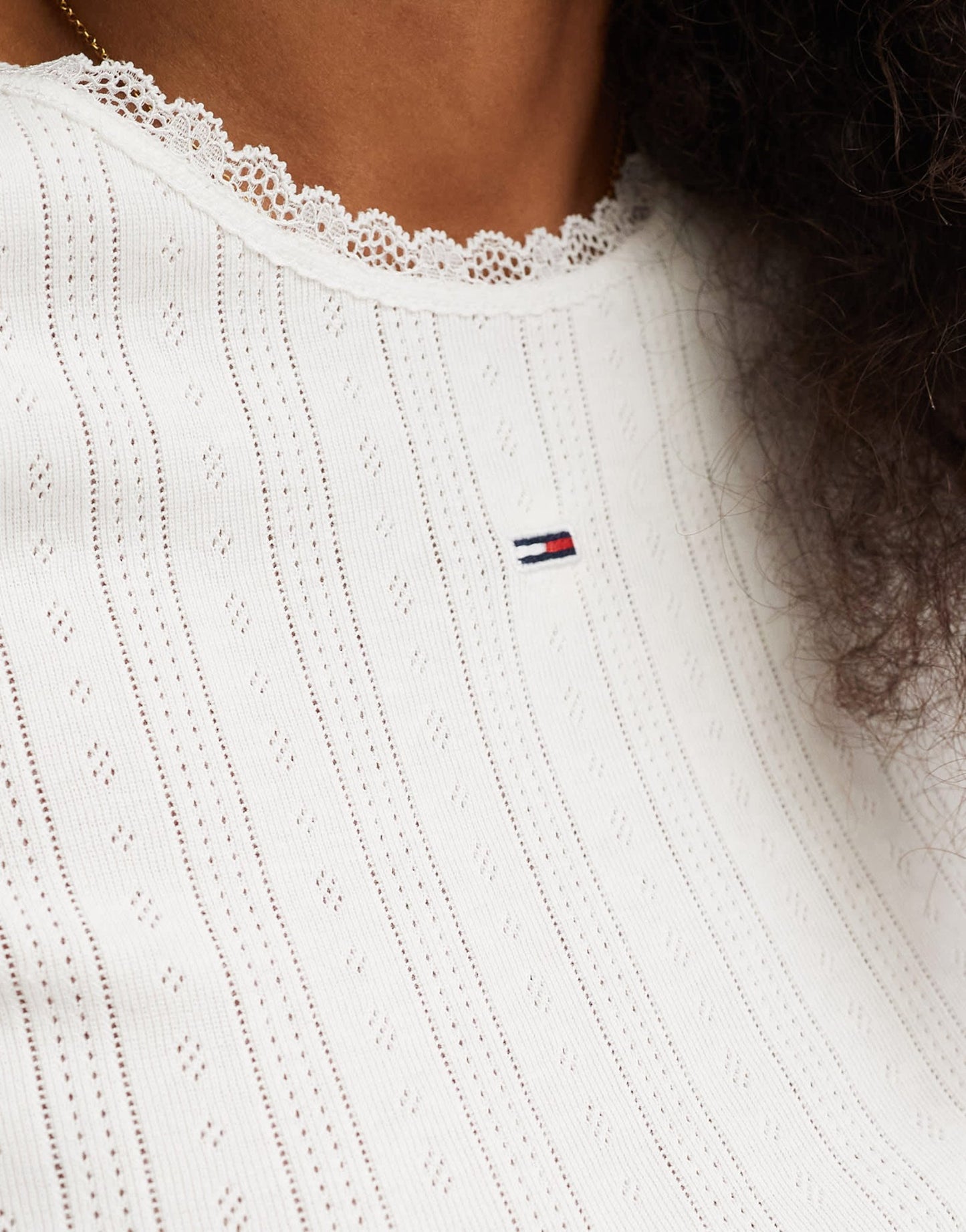 Tommy Jeans pointelle rib t-shirt in white - ASOS Sample Sale EU Store