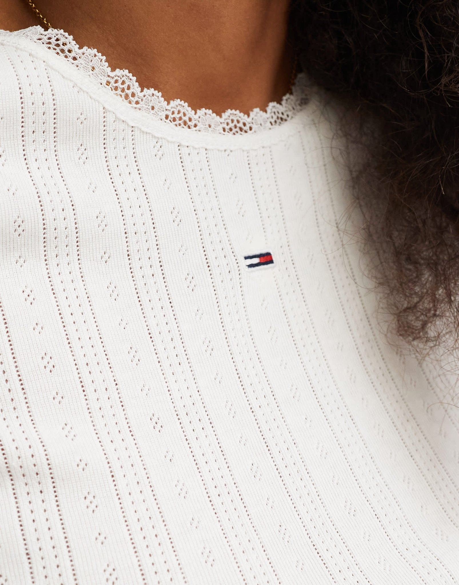 Tommy Jeans pointelle rib t-shirt in white - ASOS Sample Sale EU Store