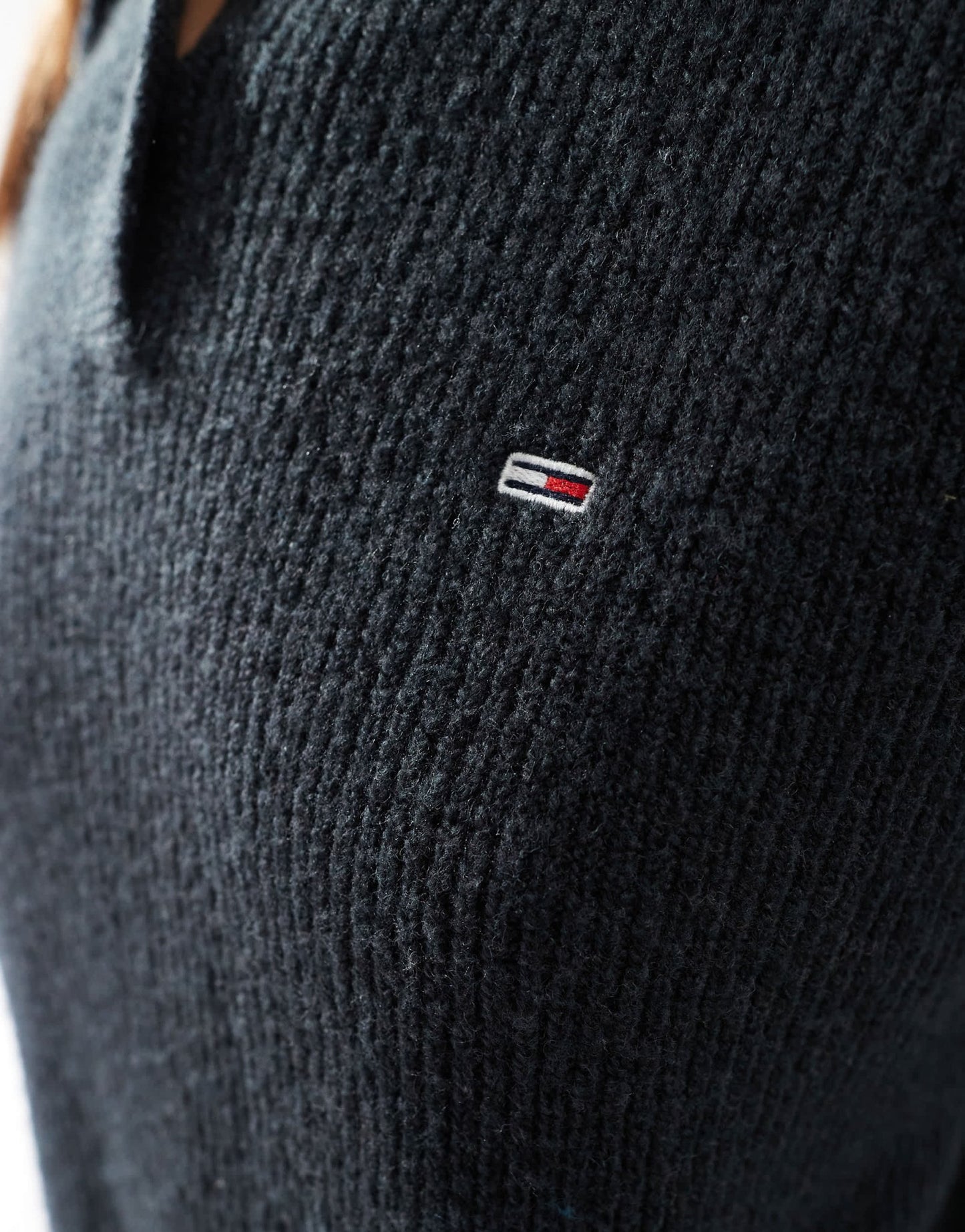 Tommy Jeans polo jumper in black with glitter details - ASOS Sample Sale EU Store