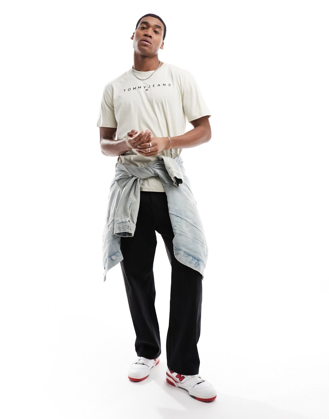 Tommy Jeans regular linear logo t-shirt in beige - ASOS Sample Sale EU Store