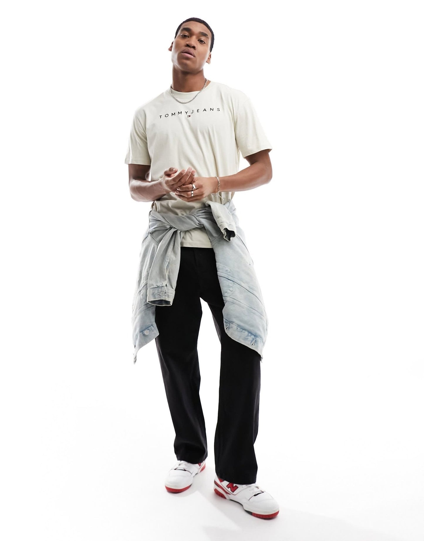 Tommy Jeans regular linear logo t-shirt in beige - ASOS Sample Sale EU Store