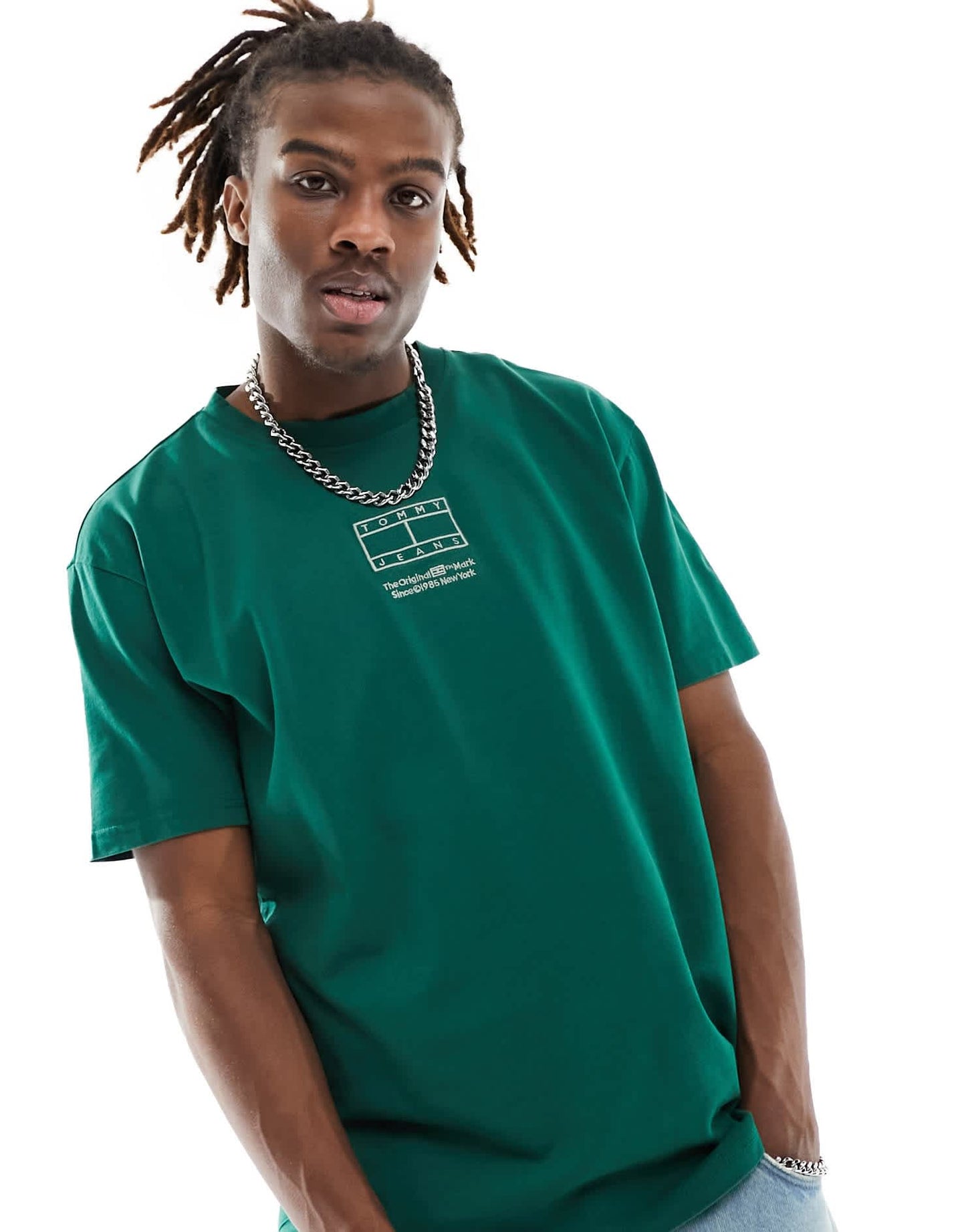 Tommy Jeans regular tonal flag logo t-shirt in green - ASOS Sample Sale EU Store