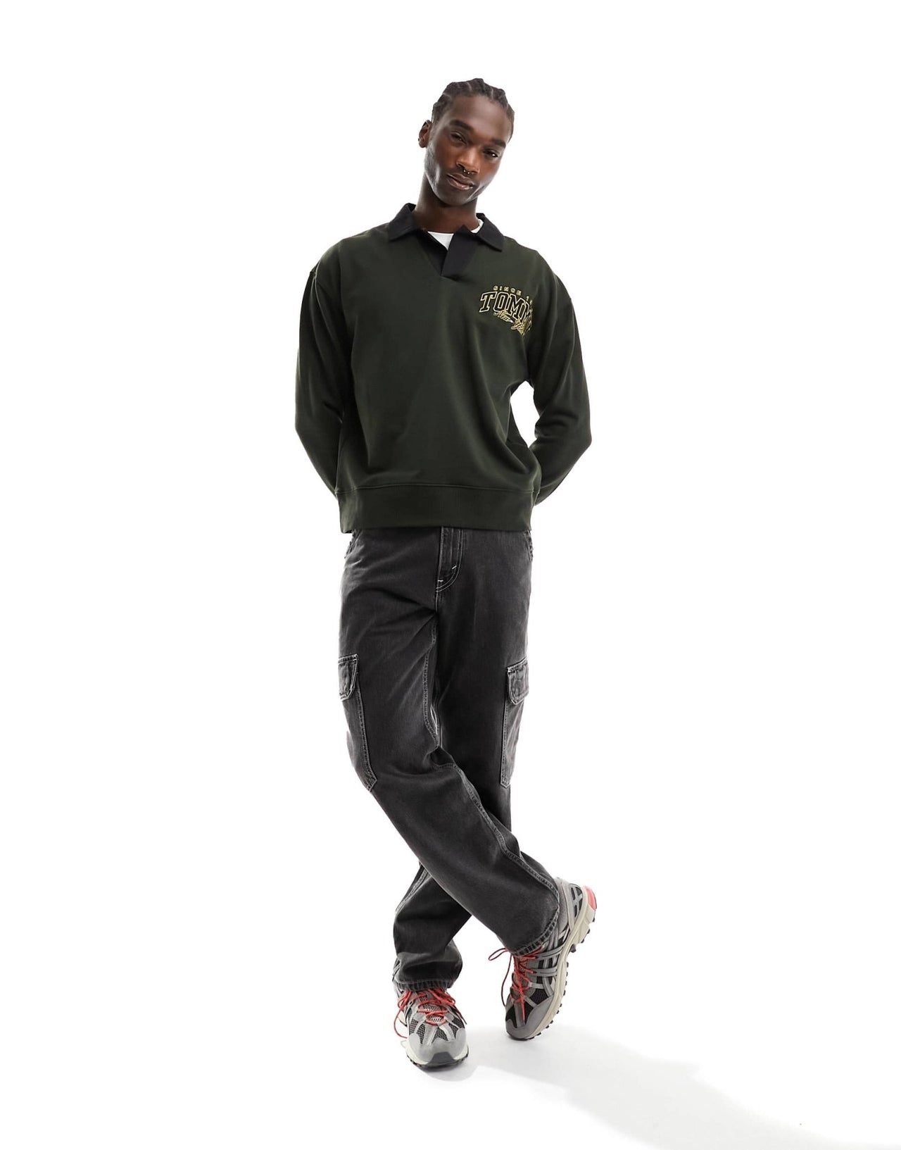 Tommy Jeans relaxed luxe varsity rugby shirt in green - ASOS Sample Sale EU Store