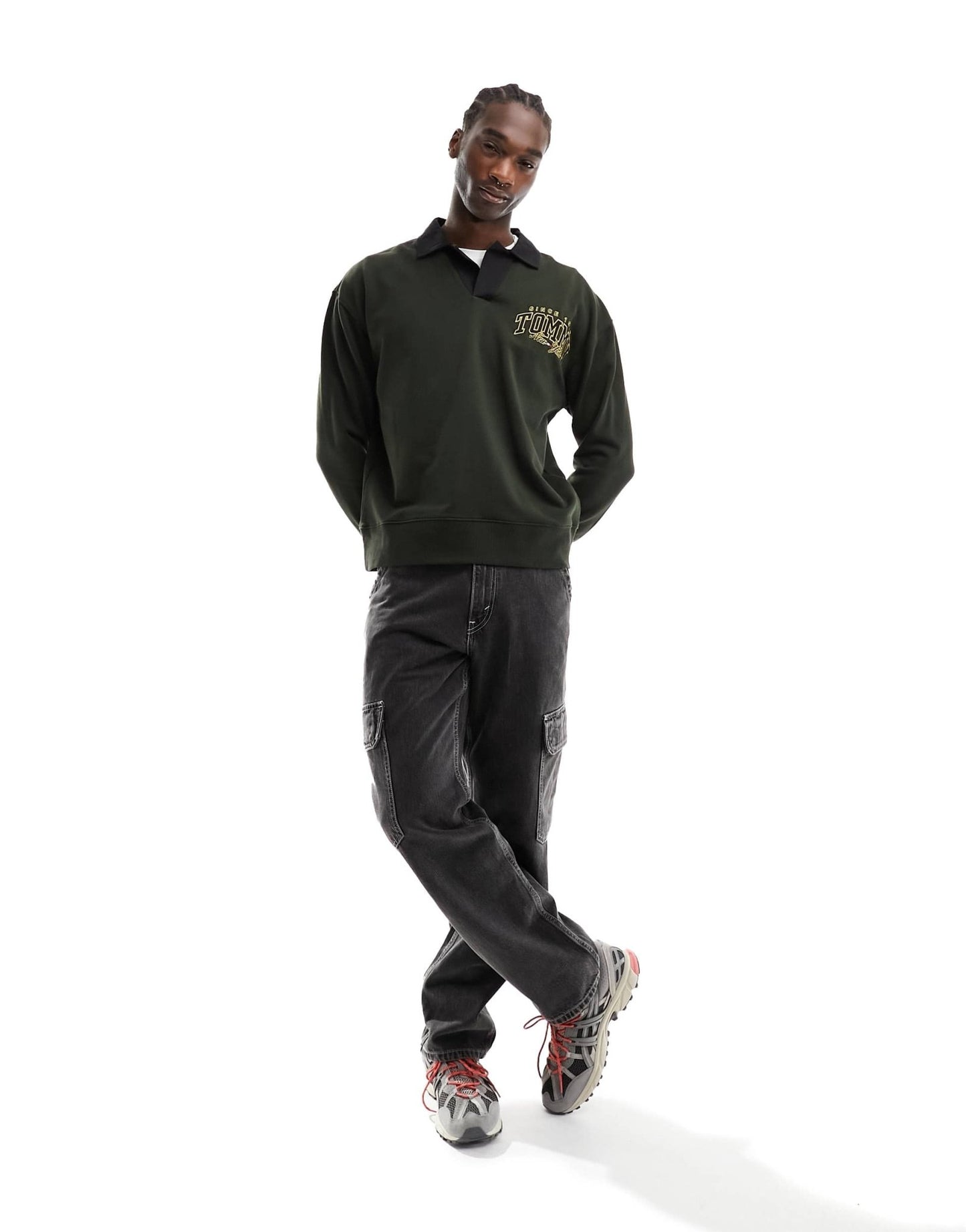 Tommy Jeans relaxed luxe varsity rugby shirt in green - ASOS Sample Sale EU Store