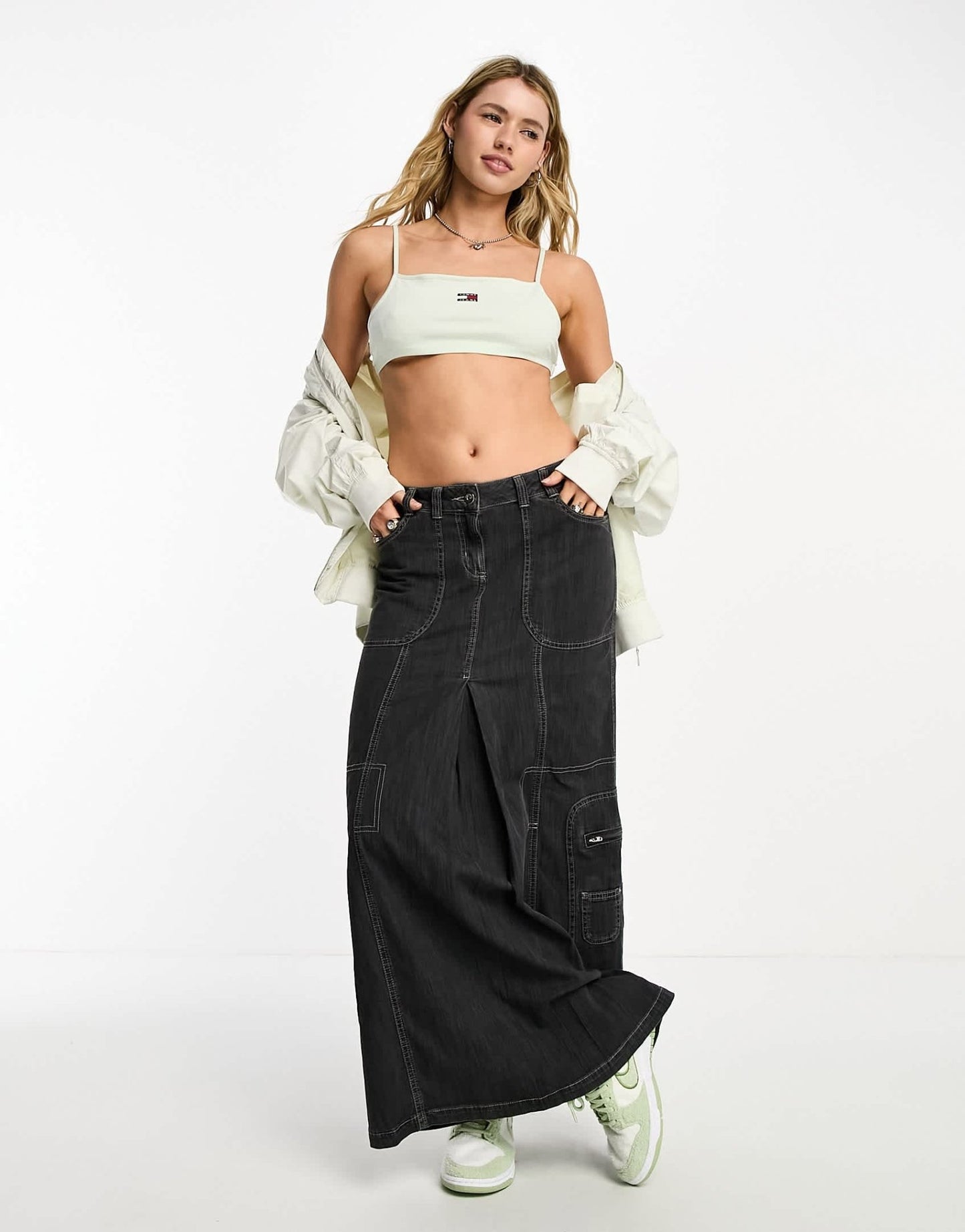 Tommy Jeans ultra crop tie back top in mint green - ASOS Sample Sale EU Store
