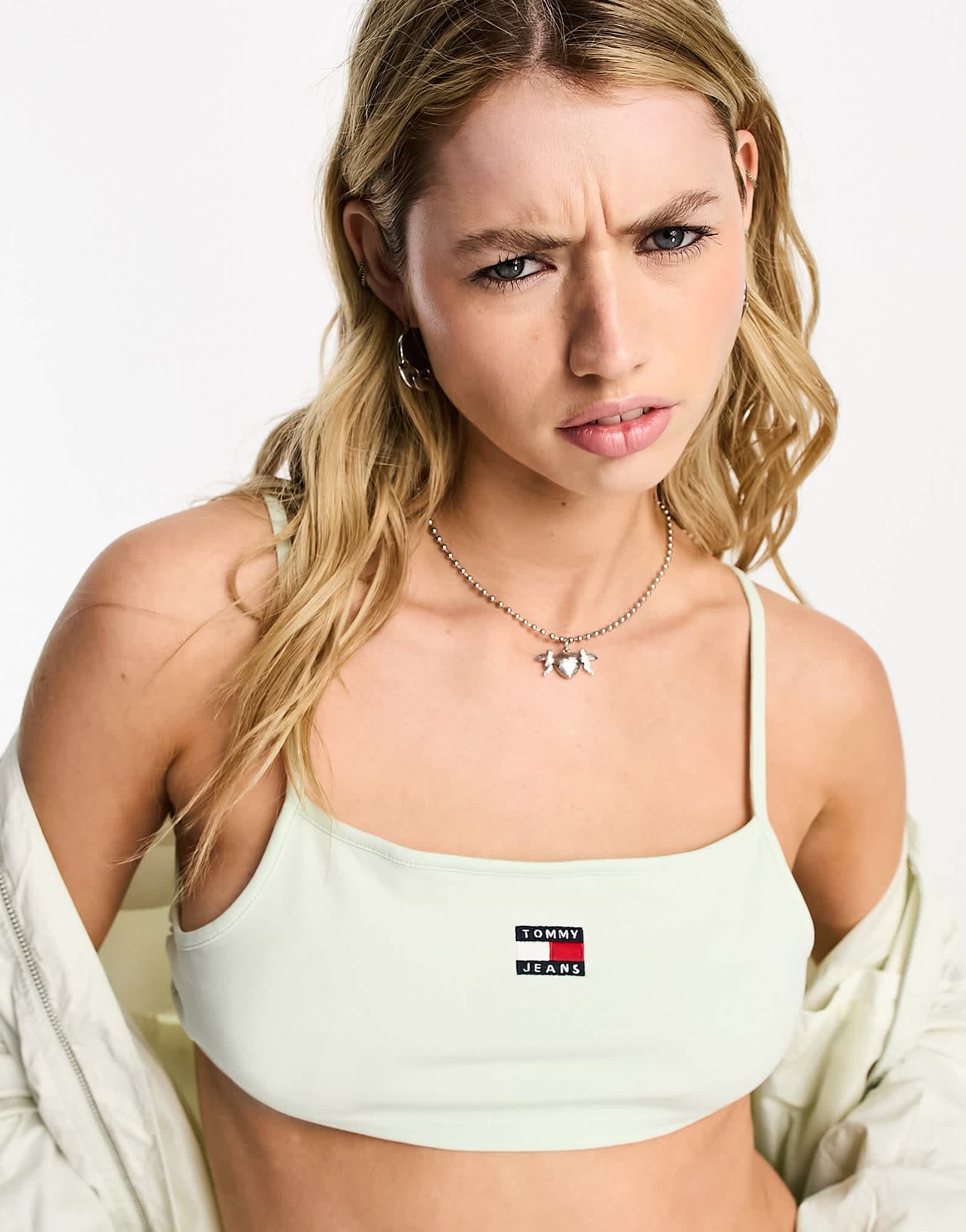 Tommy Jeans ultra crop tie back top in mint green - ASOS Sample Sale EU Store