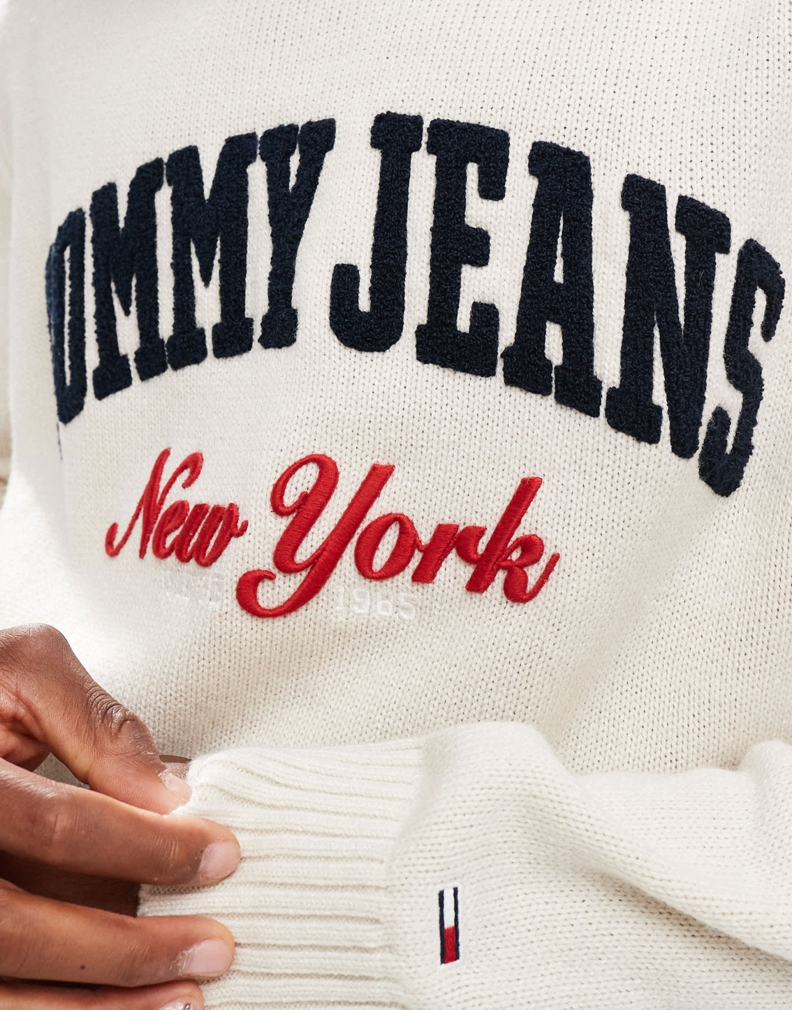 Tommy Jeans varsity logo jumper in off white - ASOS Sample Sale EU Store