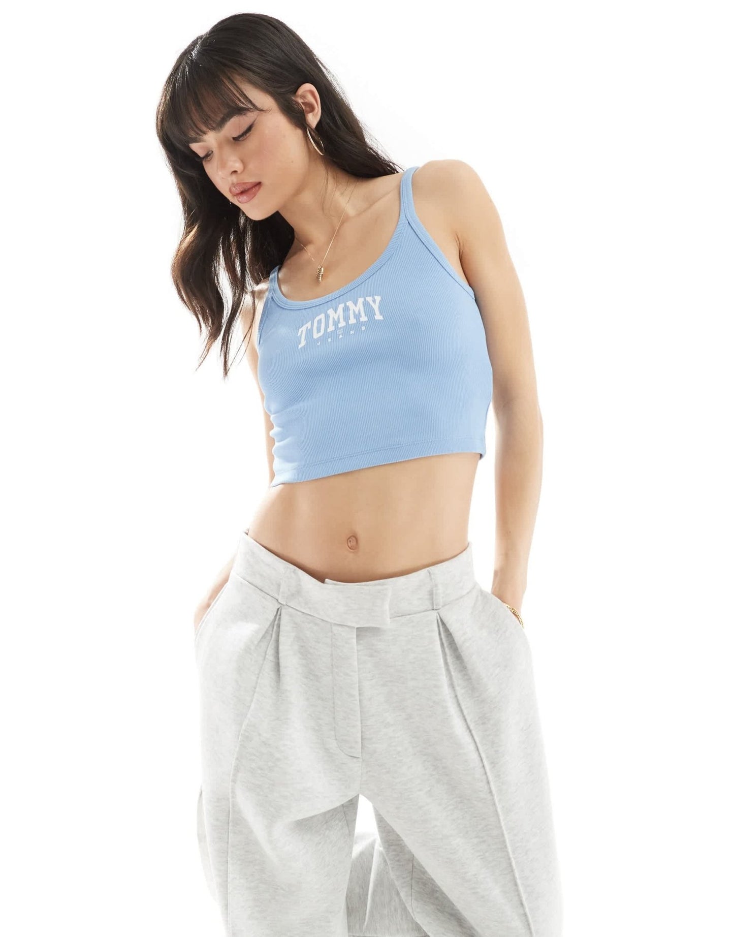 Tommy Jeans varsity logo tank top in baby blue - ASOS Sample Sale EU Store