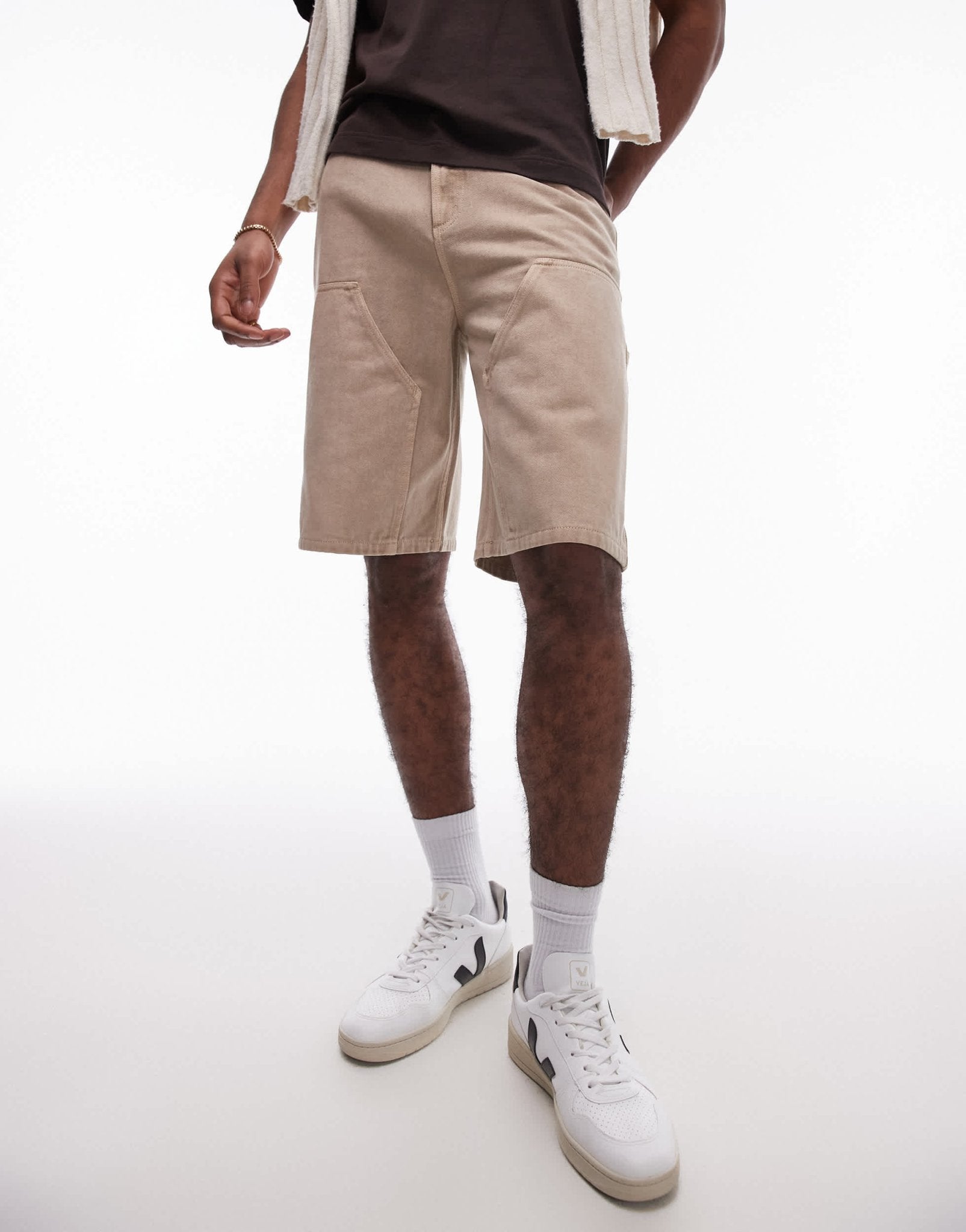 Topman carpenter short in washed stone - ASOS Sample Sale EU Store