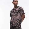 Topman co-ord short sleeve blurred printed plisse shirt in purple