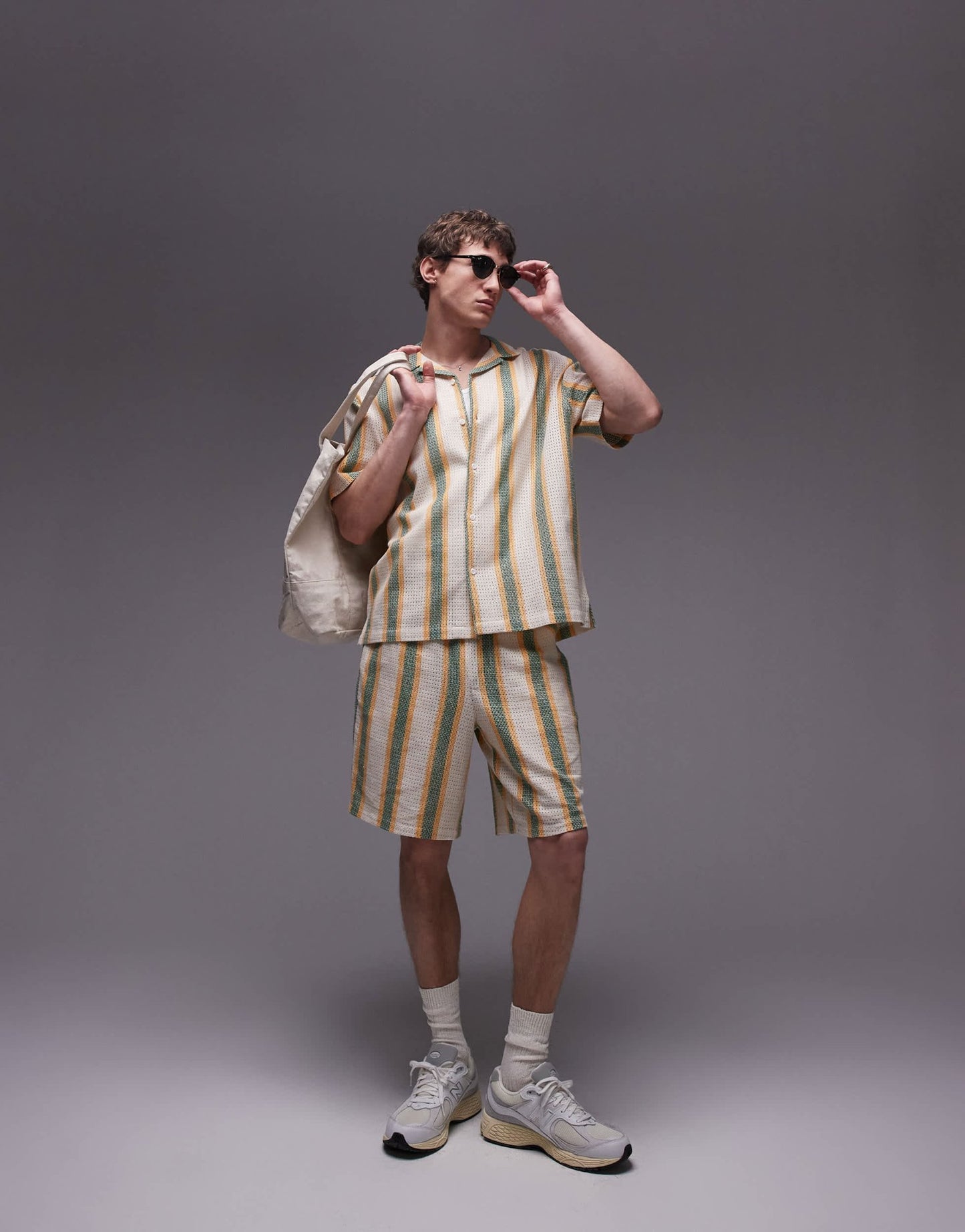 Topman co - ord short sleeve crochet stripe shirt in multi - ASOS Sample Sale EU Store