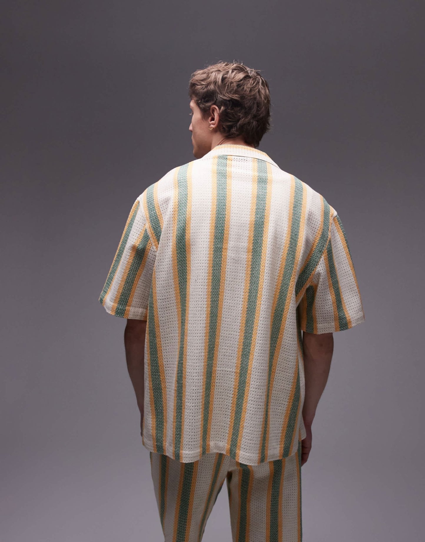Topman co - ord short sleeve crochet stripe shirt in multi - ASOS Sample Sale EU Store