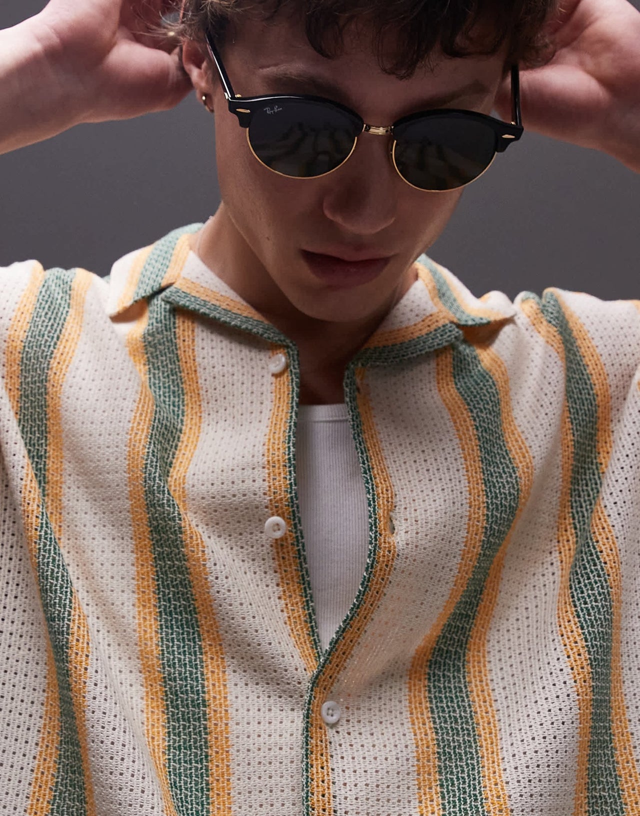 Topman co - ord short sleeve crochet stripe shirt in multi - ASOS Sample Sale EU Store