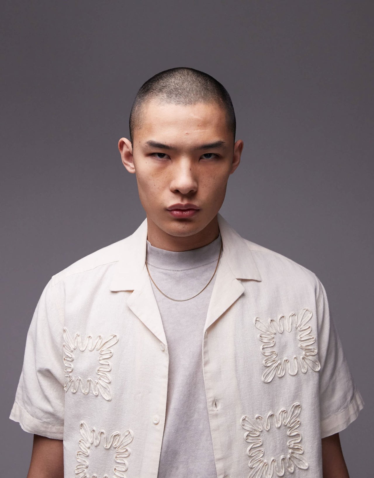 Topman co - ord short sleeve regular fit embroidered shirt in off white - ASOS Sample Sale EU Store