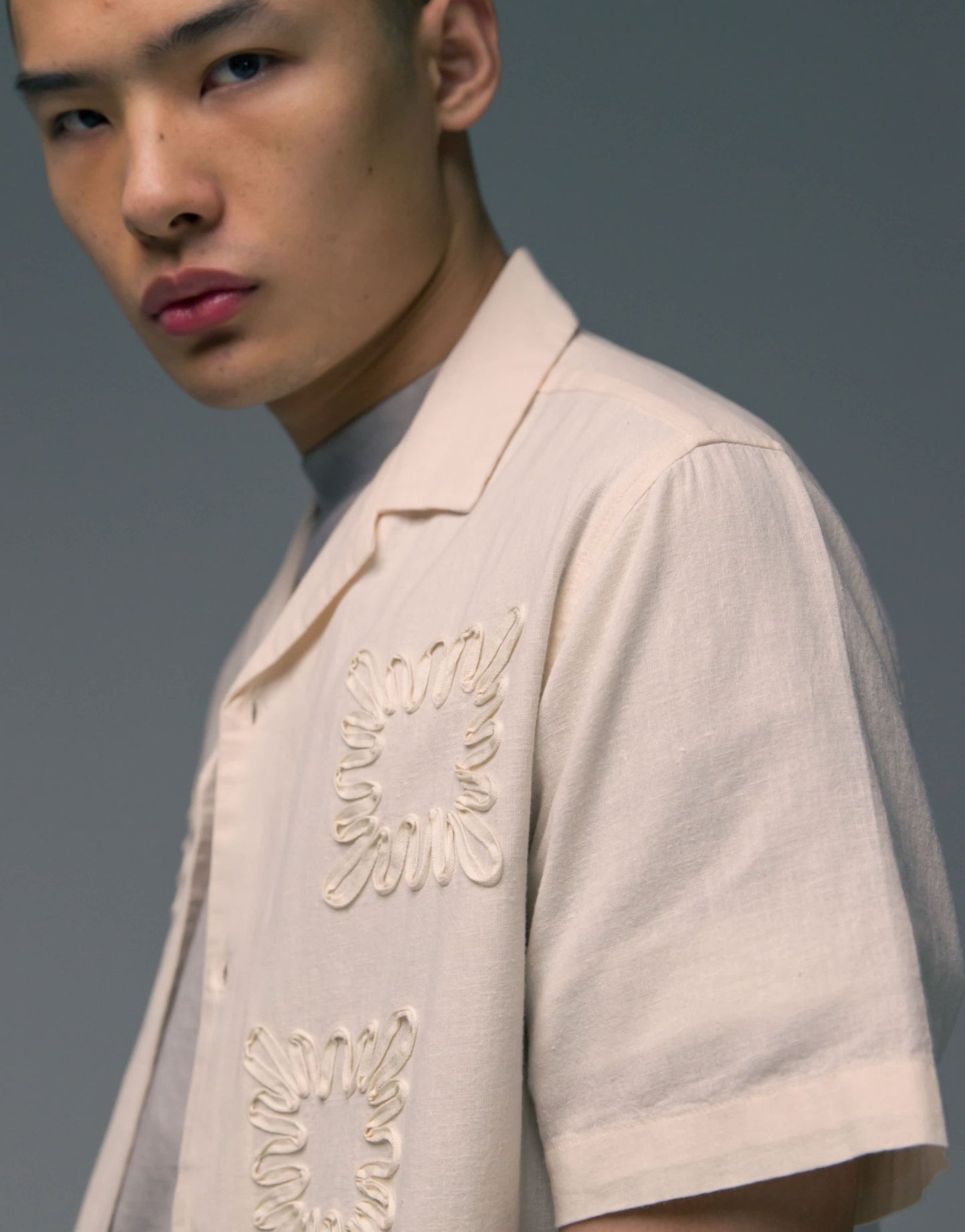 Topman co - ord short sleeve regular fit embroidered shirt in off white - ASOS Sample Sale EU Store