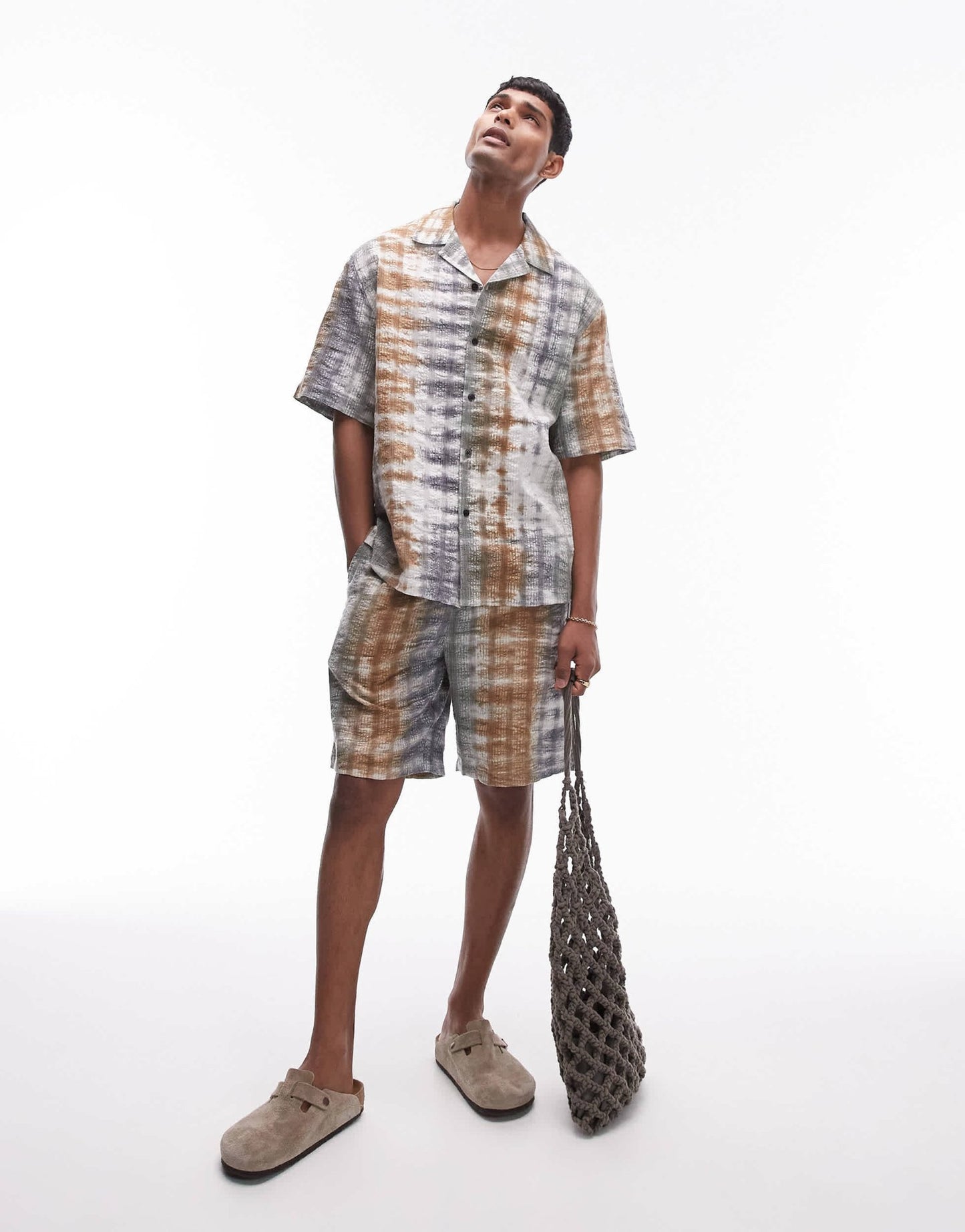 Topman co - ord short sleeve tie dye seersucker shirt in multi - ASOS Sample Sale EU Store
