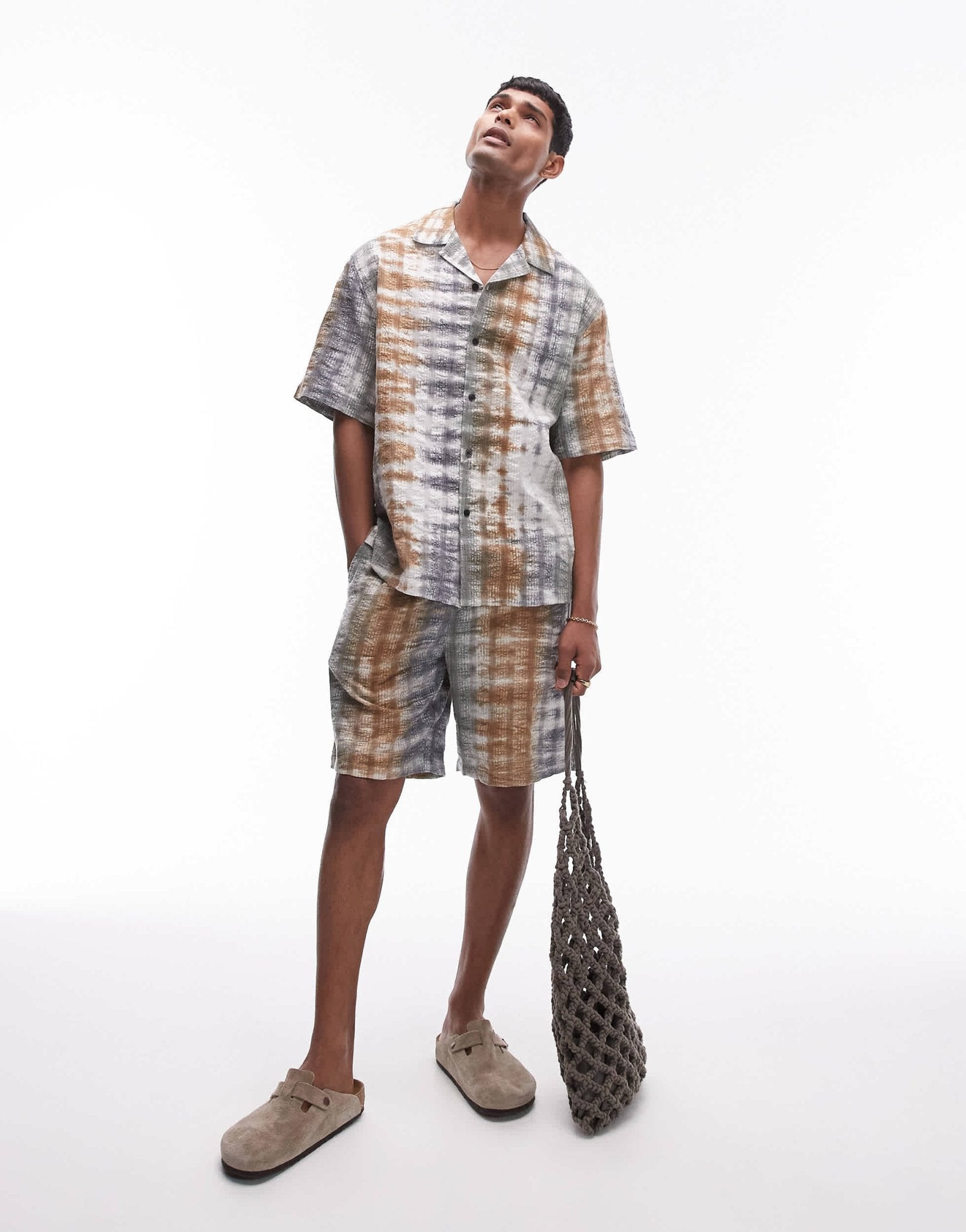 Topman co - ord short sleeve tie dye seersucker shirt in multi - ASOS Sample Sale EU Store