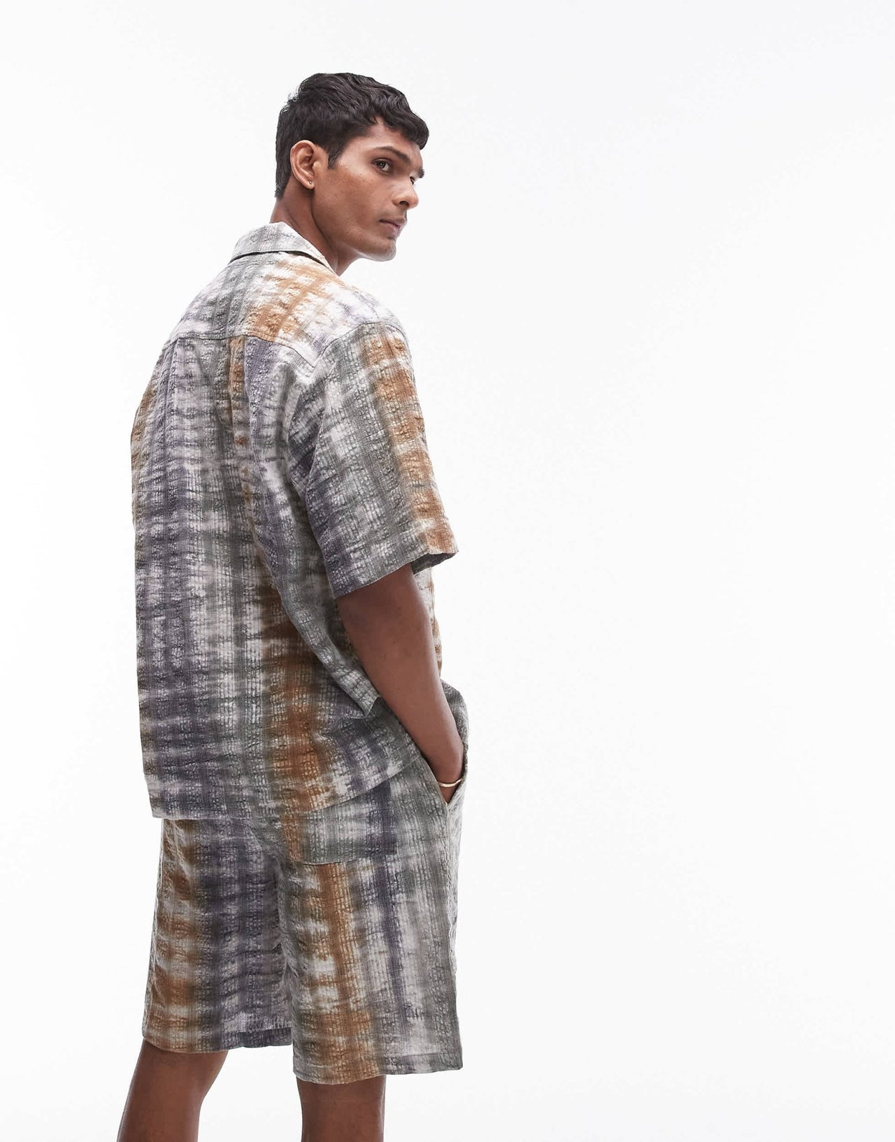 Topman co - ord short sleeve tie dye seersucker shirt in multi - ASOS Sample Sale EU Store