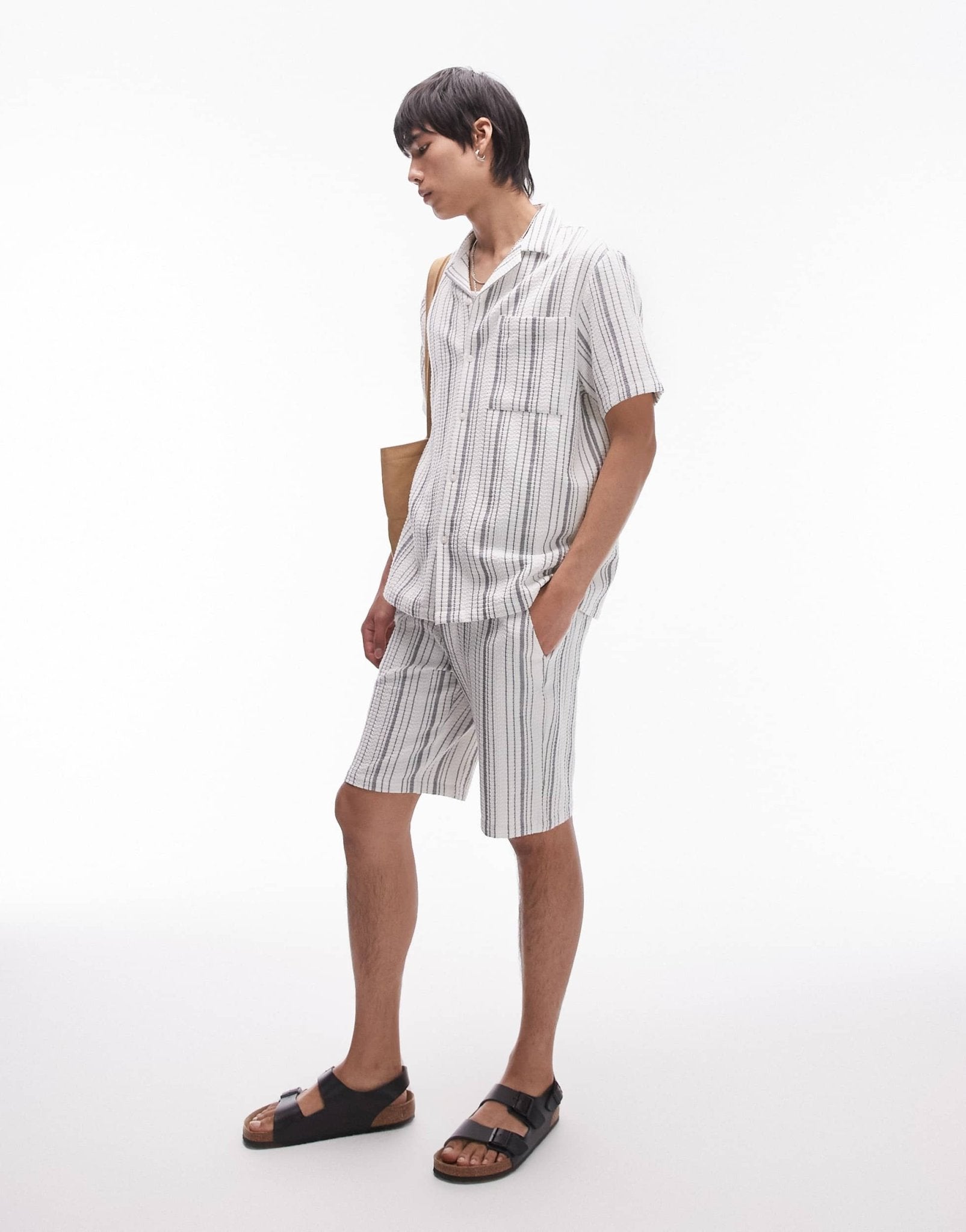 Topman co - ord stripe shorts in ecru - ASOS Sample Sale EU Store