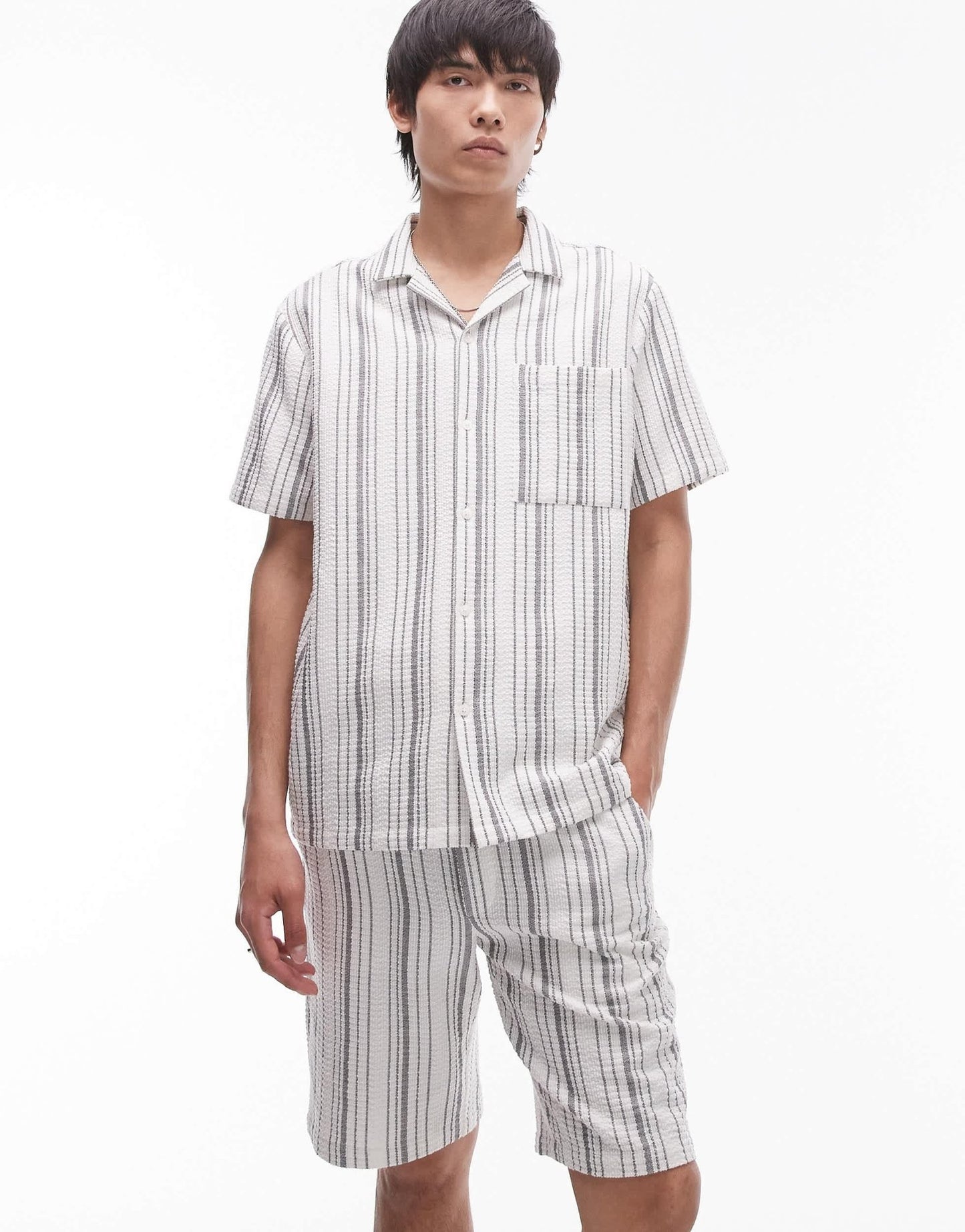 Topman co - ord stripe shorts in ecru - ASOS Sample Sale EU Store