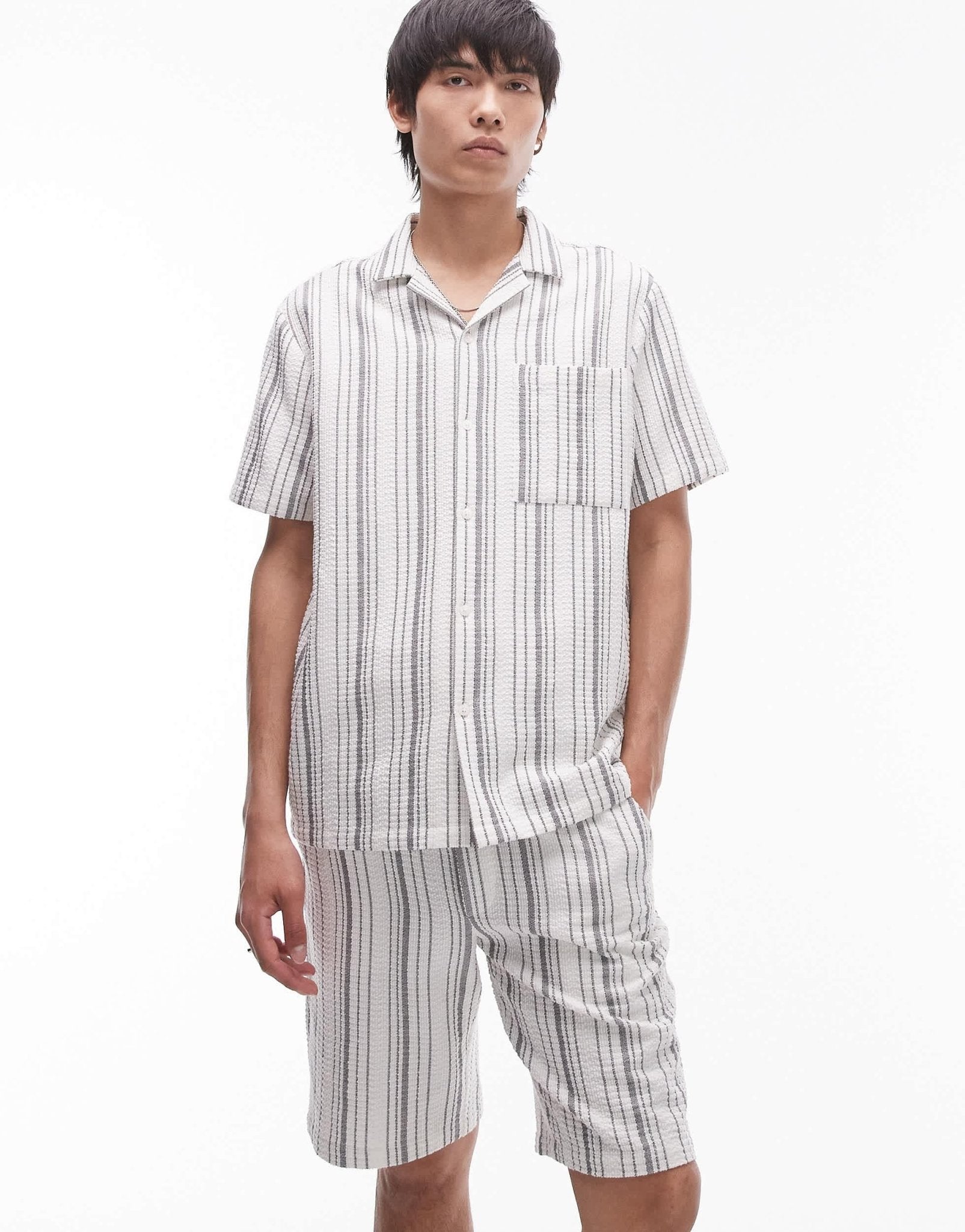 Topman co - ord stripe shorts in ecru - ASOS Sample Sale EU Store
