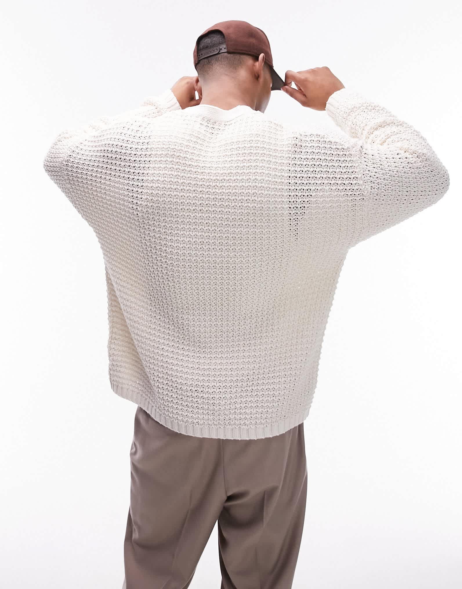 Topman crochet cardigan in stone - ASOS Sample Sale EU Store
