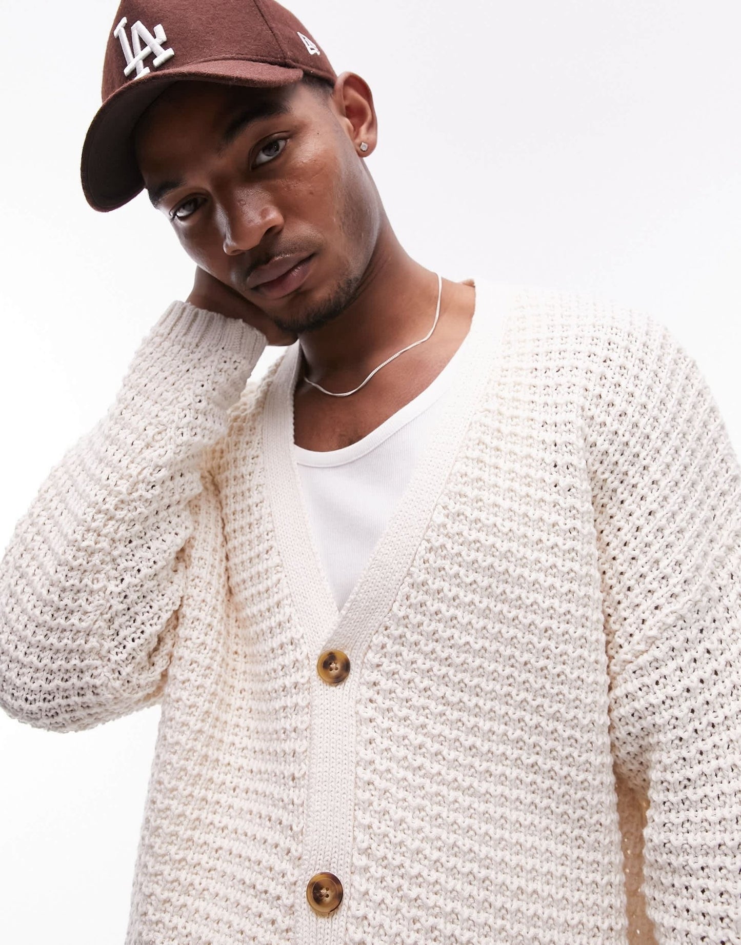 Topman crochet cardigan in stone - ASOS Sample Sale EU Store