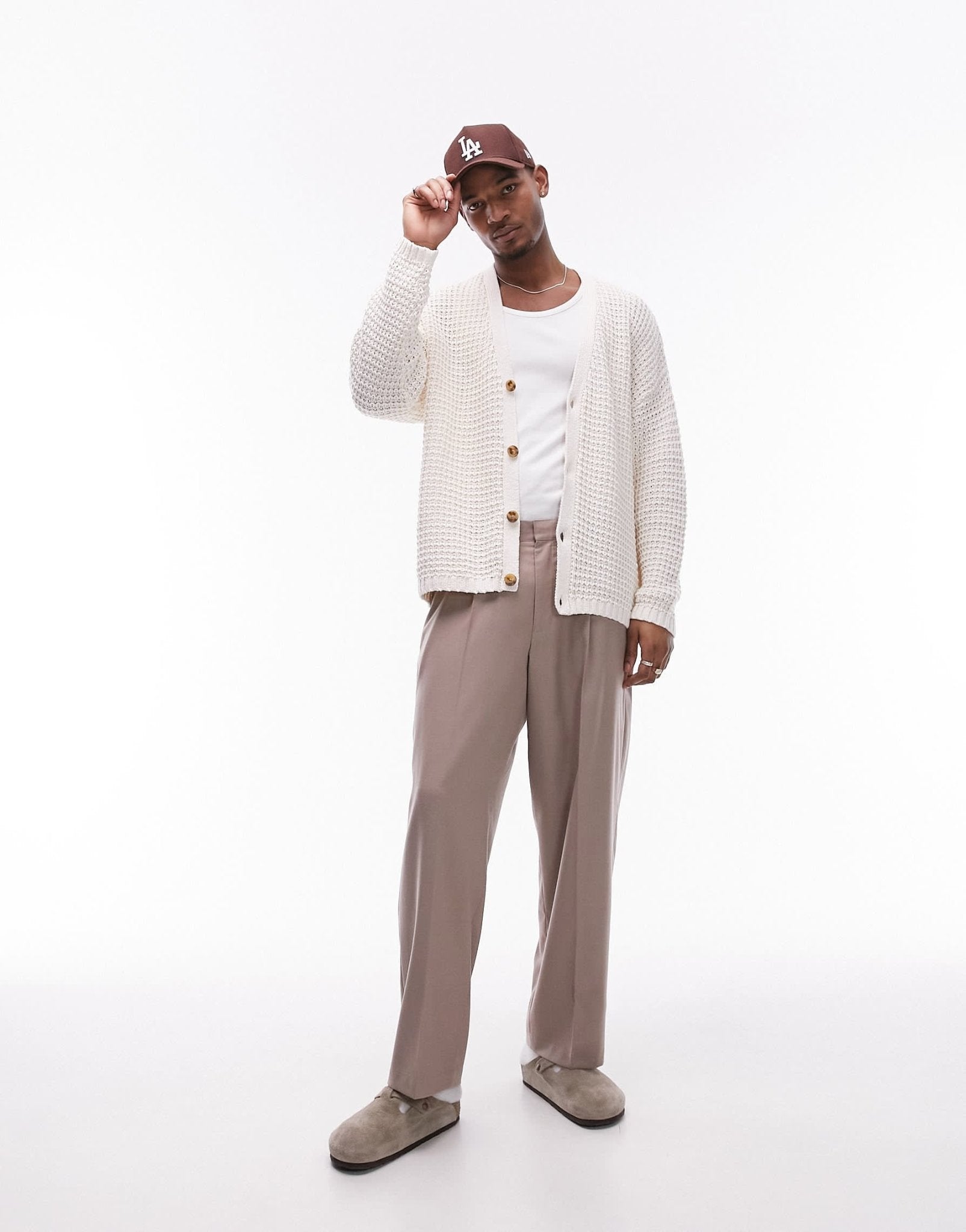 Topman crochet cardigan in stone - ASOS Sample Sale EU Store