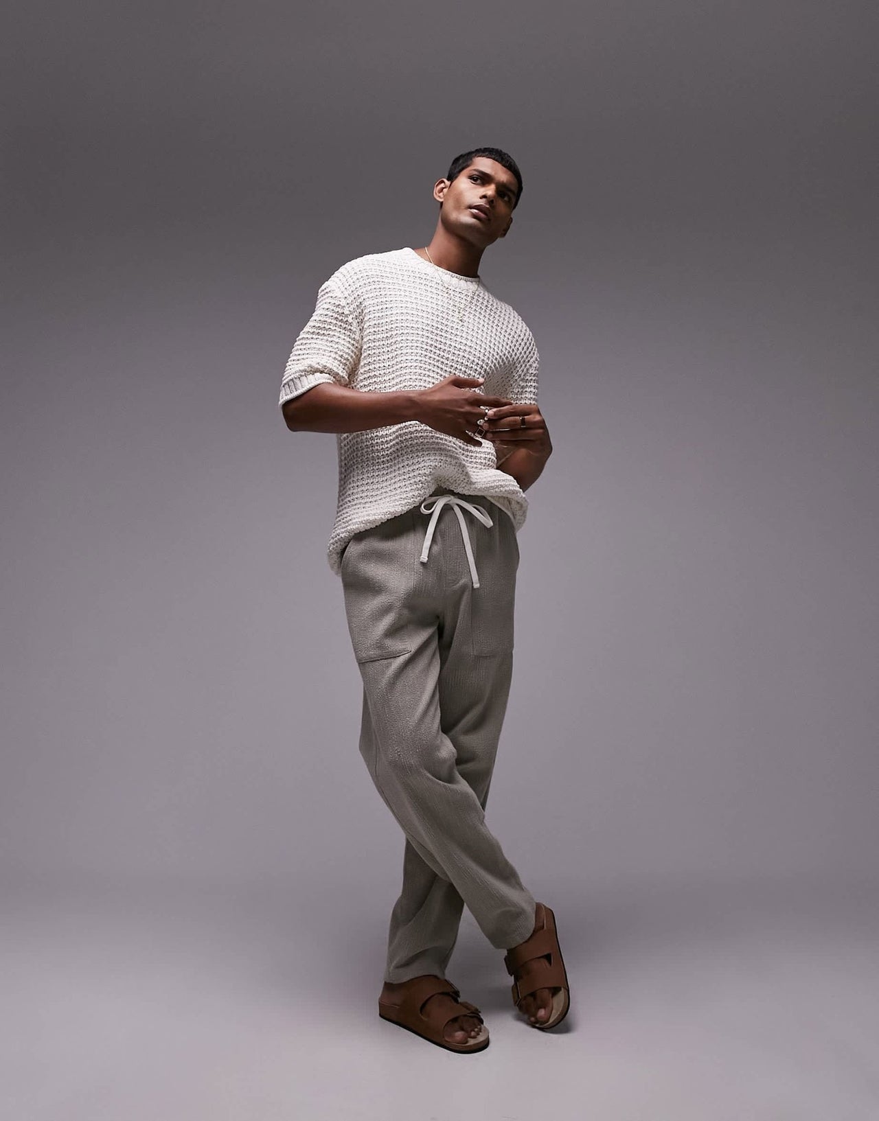 Topman crochet knit t-shirt in ecru - ASOS Sample Sale EU Store