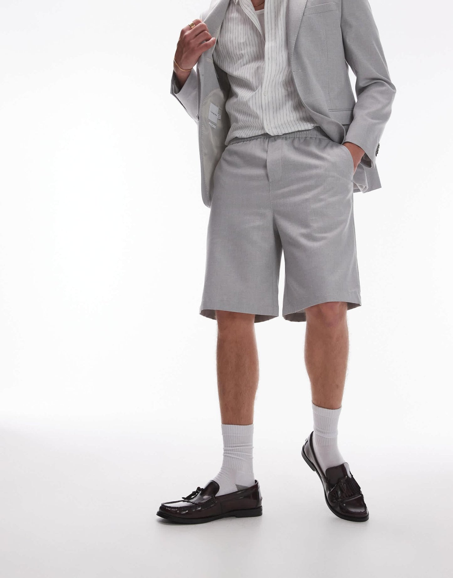 Topman linen blend short in grey - ASOS Sample Sale EU Store