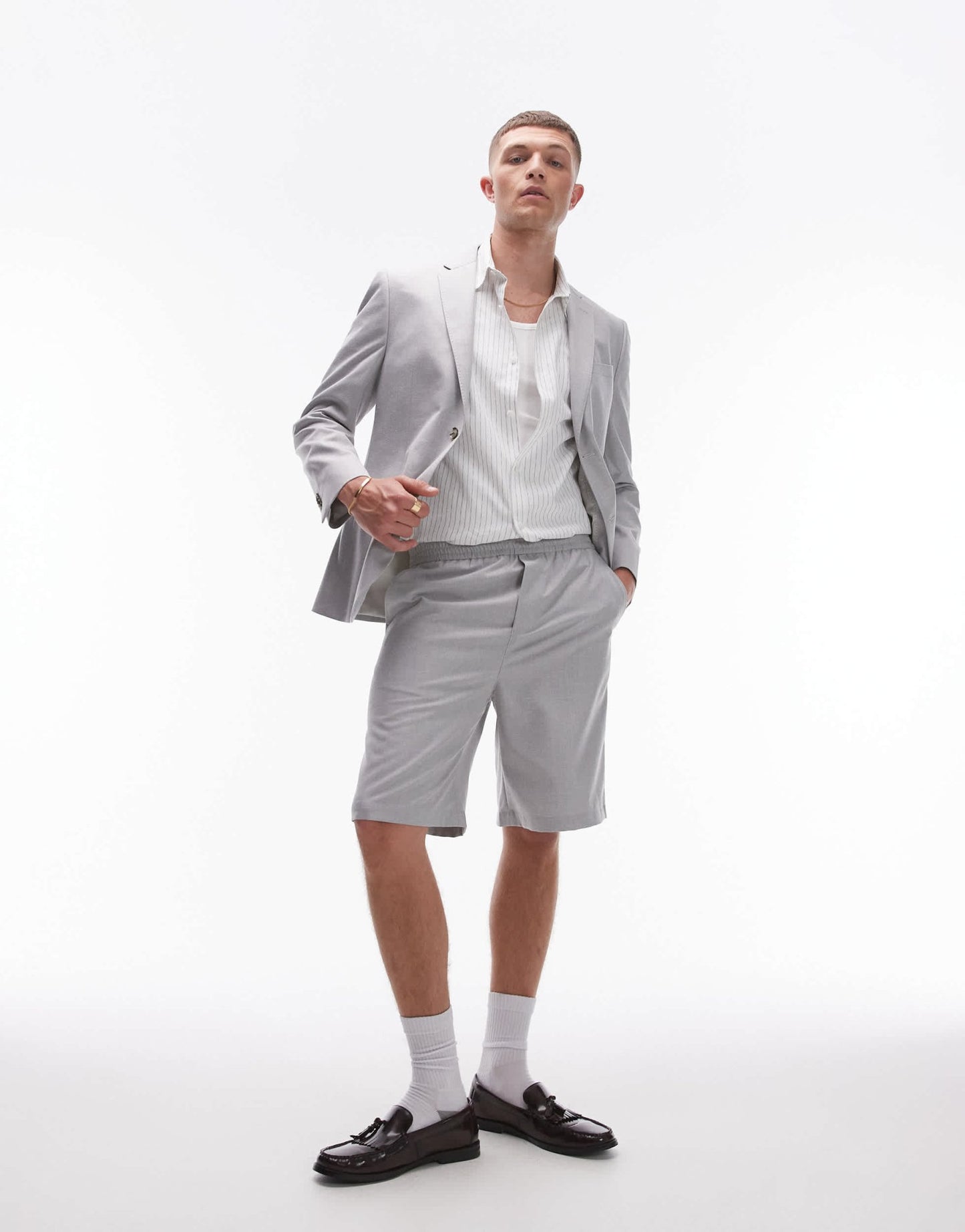 Topman linen blend short in grey - ASOS Sample Sale EU Store