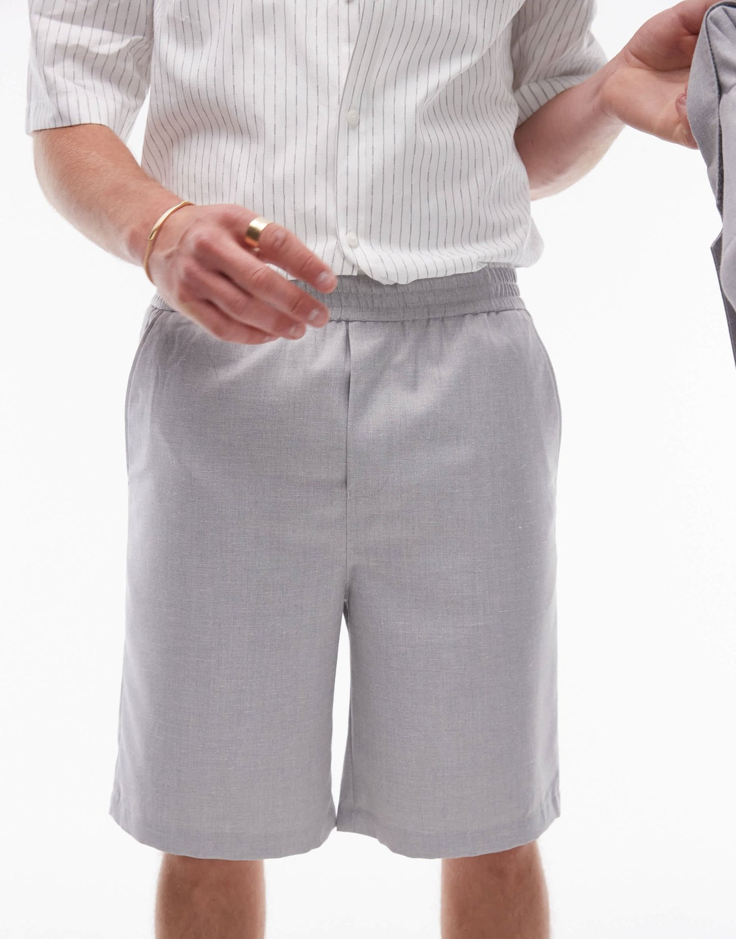 Topman linen blend short in grey - ASOS Sample Sale EU Store