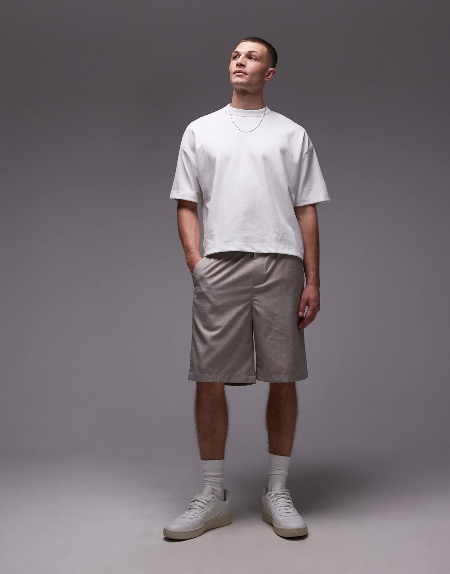 Topman linen blend short in stone - ASOS Sample Sale EU Store