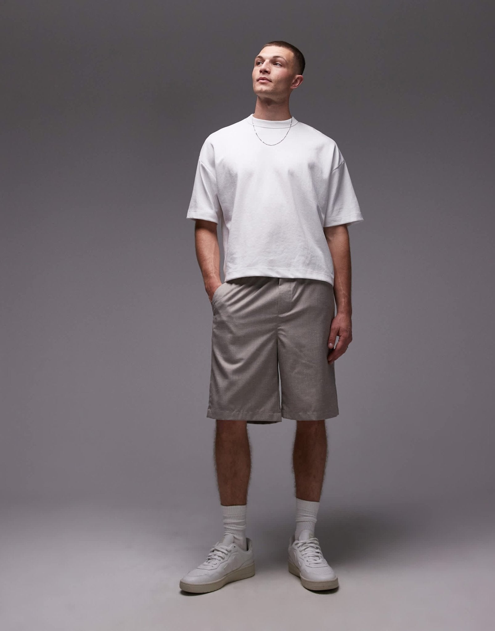 Topman linen blend short in stone - ASOS Sample Sale EU Store