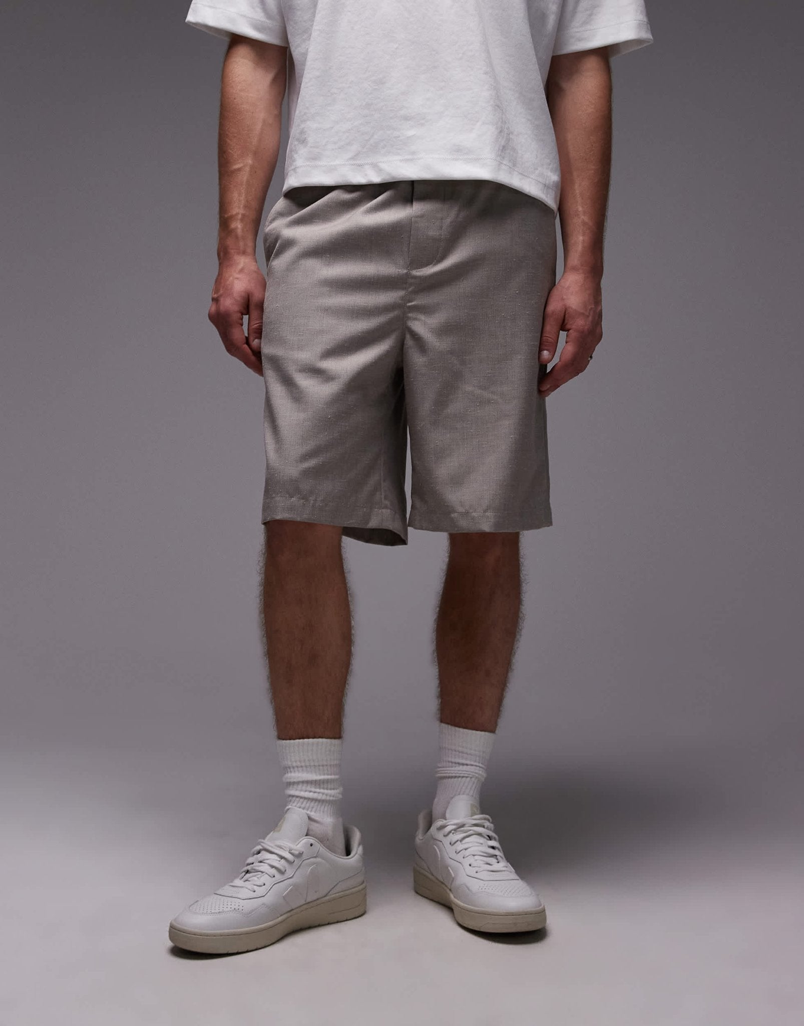 Topman linen blend short in stone - ASOS Sample Sale EU Store