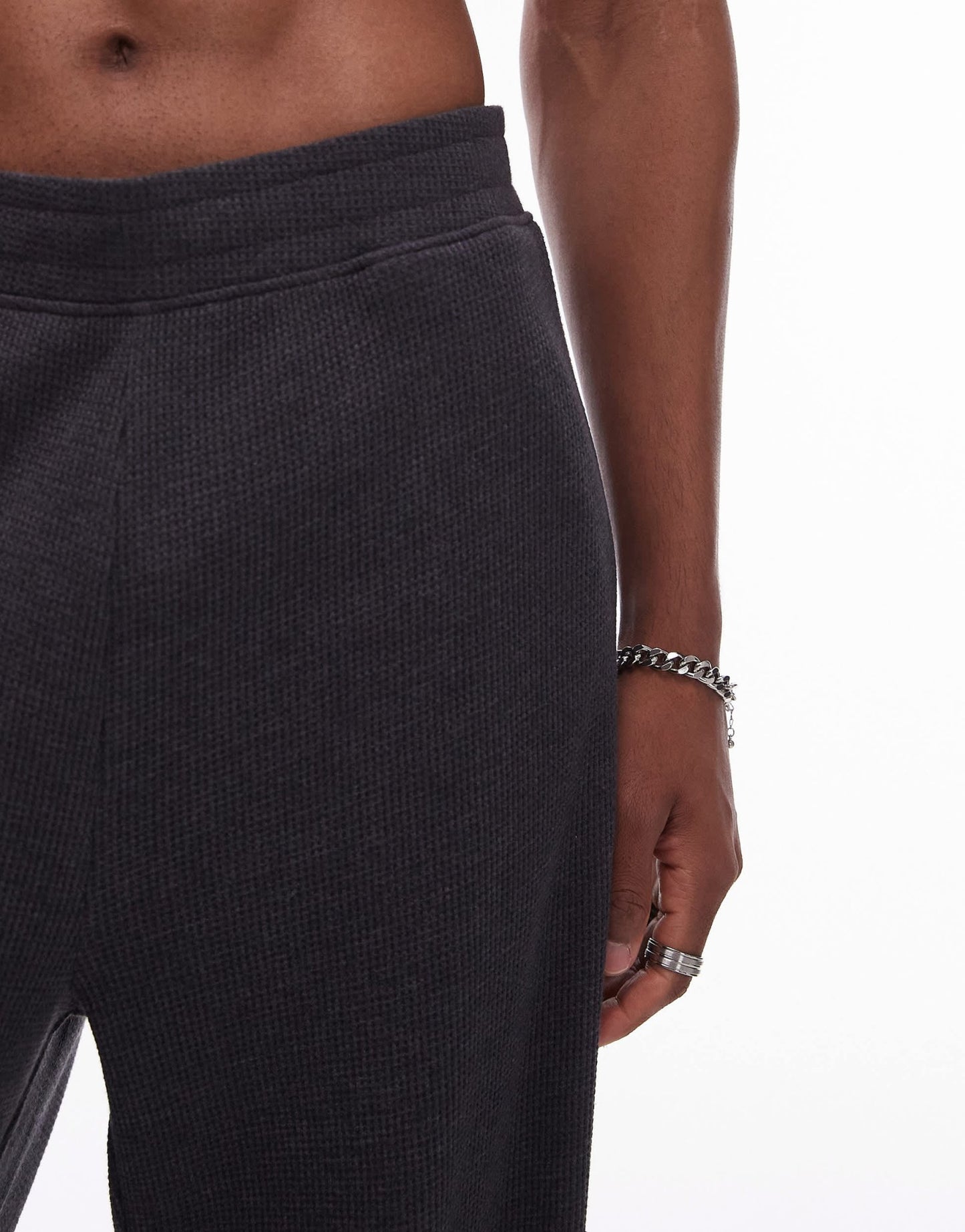 Topman lounge straight leg waffle jogger in charcoal - ASOS Sample Sale EU Store