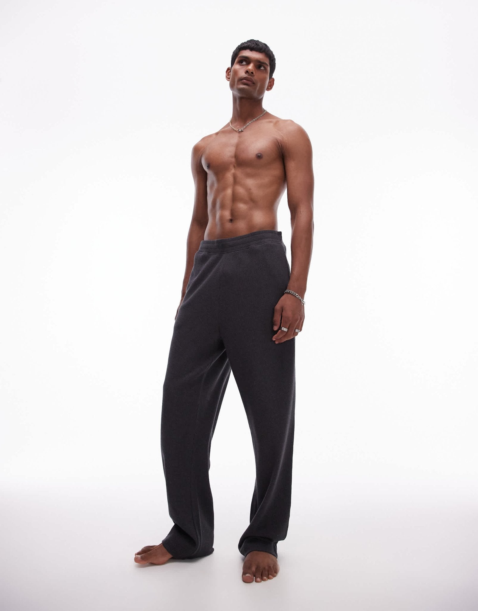 Topman lounge straight leg waffle jogger in charcoal - ASOS Sample Sale EU Store
