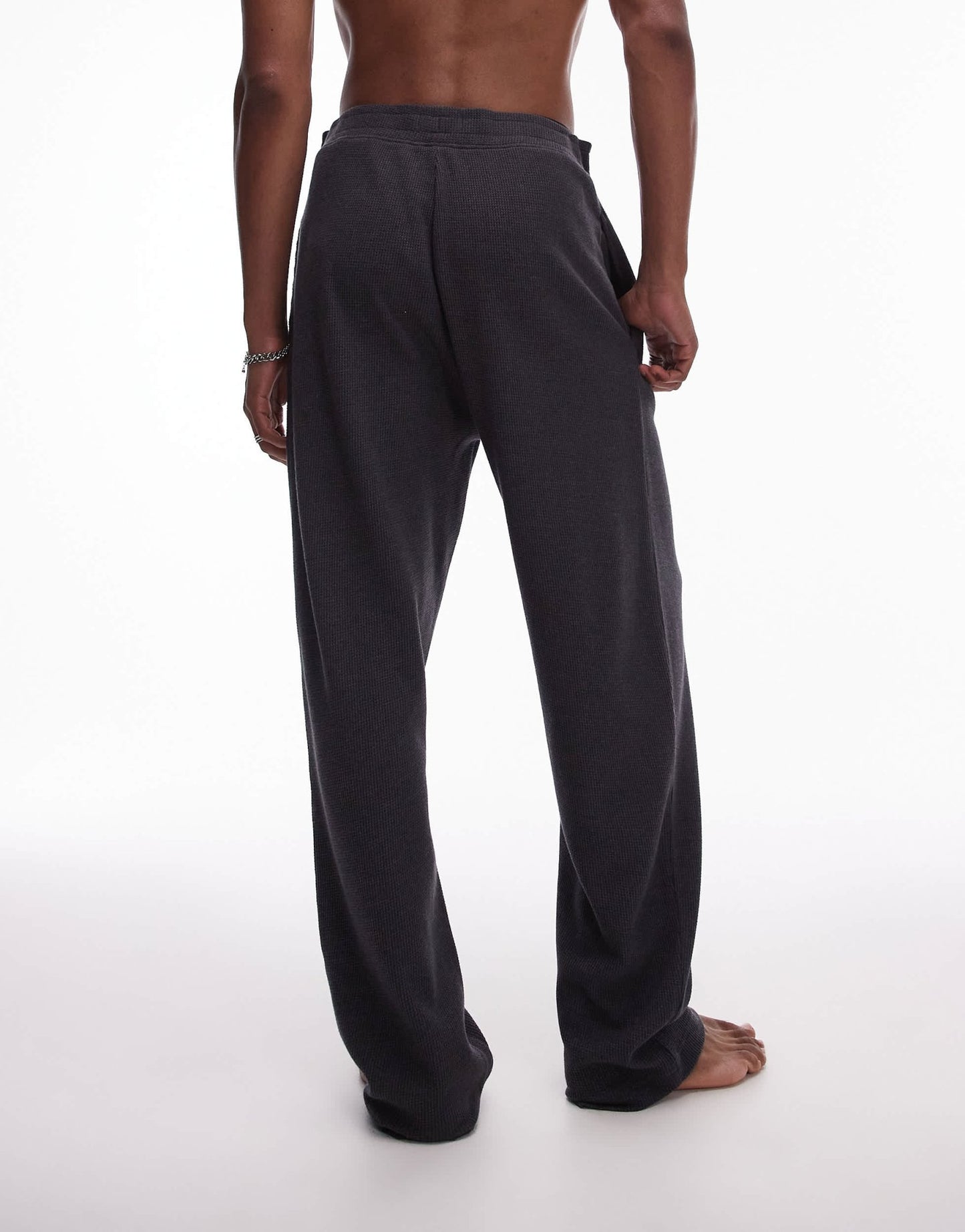 Topman lounge straight leg waffle jogger in charcoal - ASOS Sample Sale EU Store