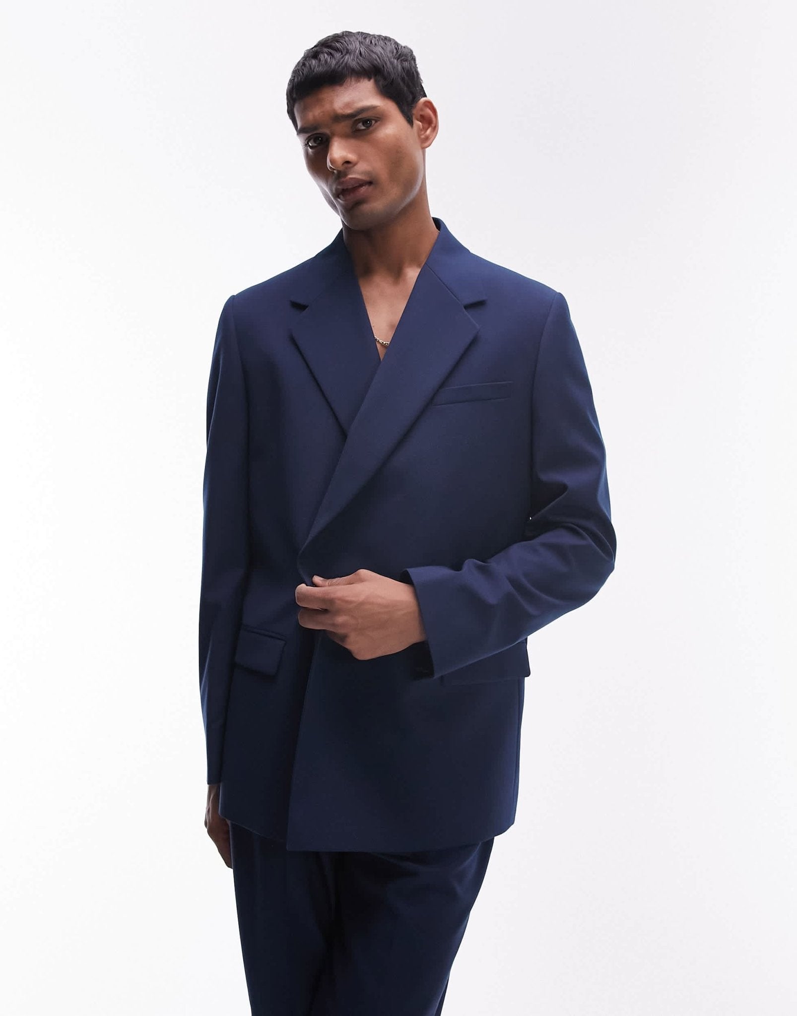 Topman modern fit suit jacket in navy - ASOS Sample Sale EU Store
